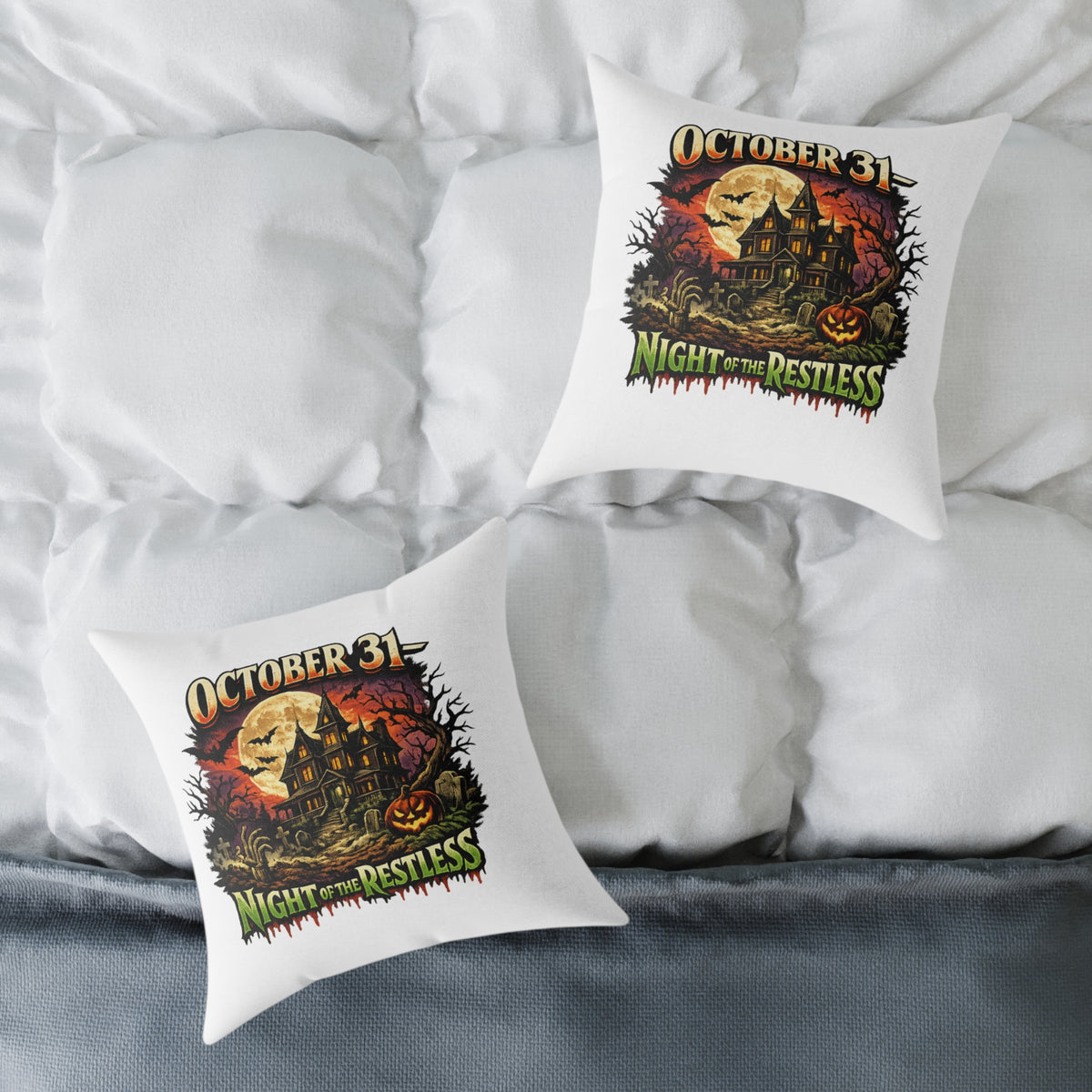 Halloween Pillow - "October 31 Night of the Restless" Decorative Throw Pillow