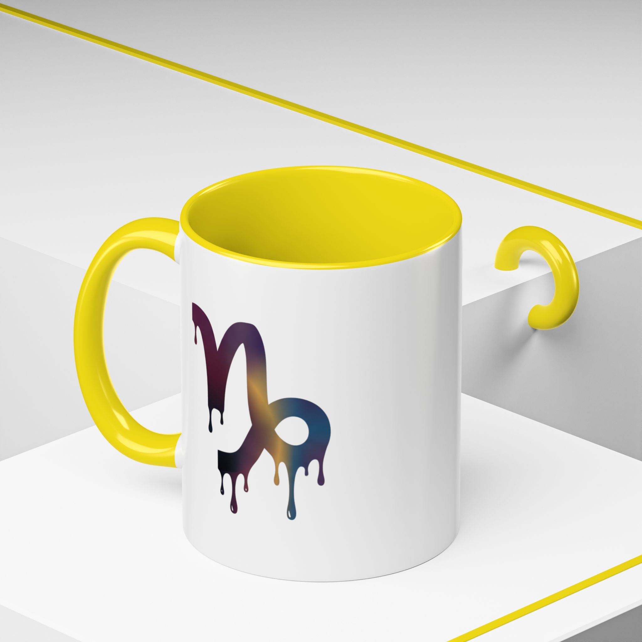 Capricorn Drip Accent Coffee Mug — Zodiac Symbol Gradient