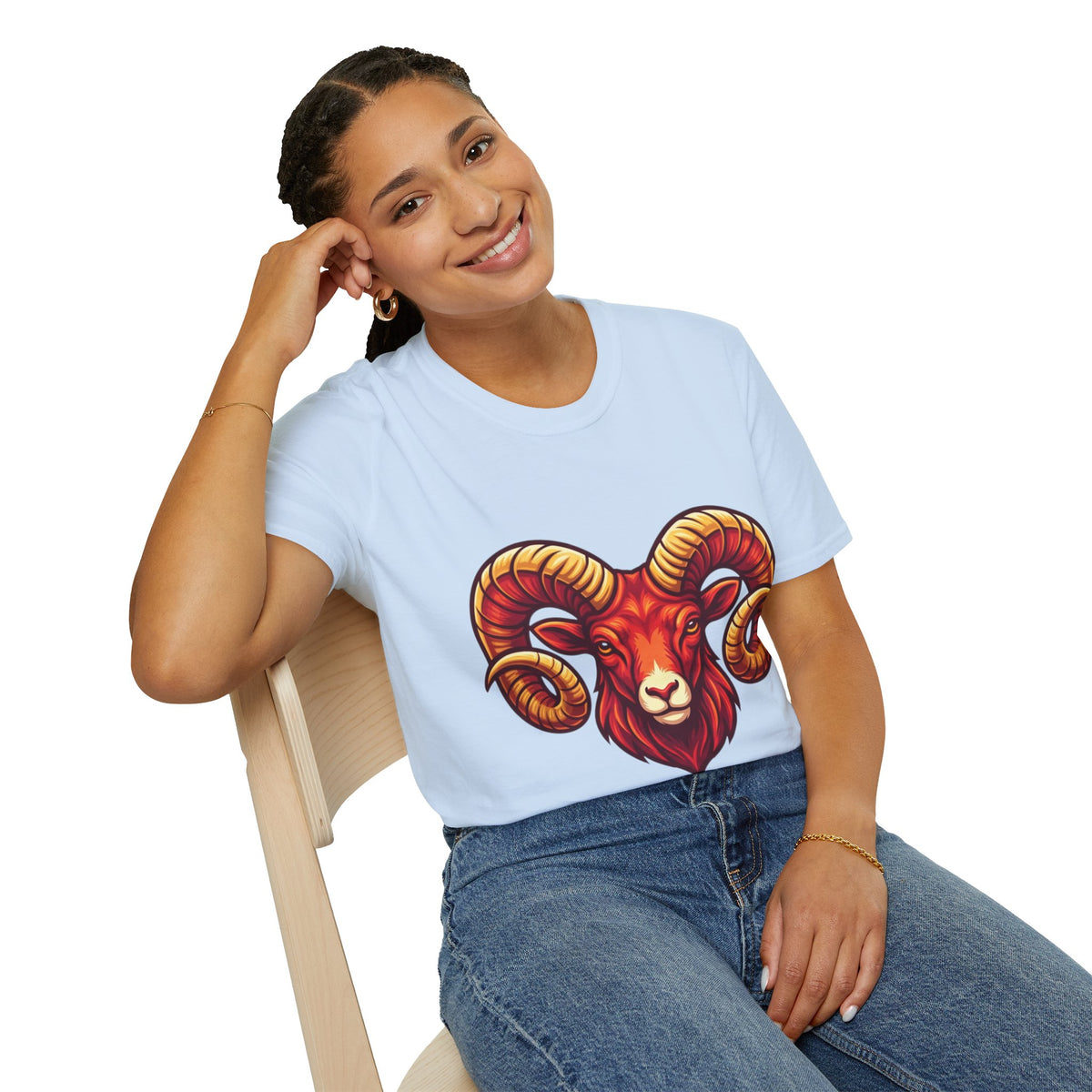 Aries Zodiac Ram Skull T-Shirt — Bold Goat Horn Graphic Tee (Aries/Zodiac)