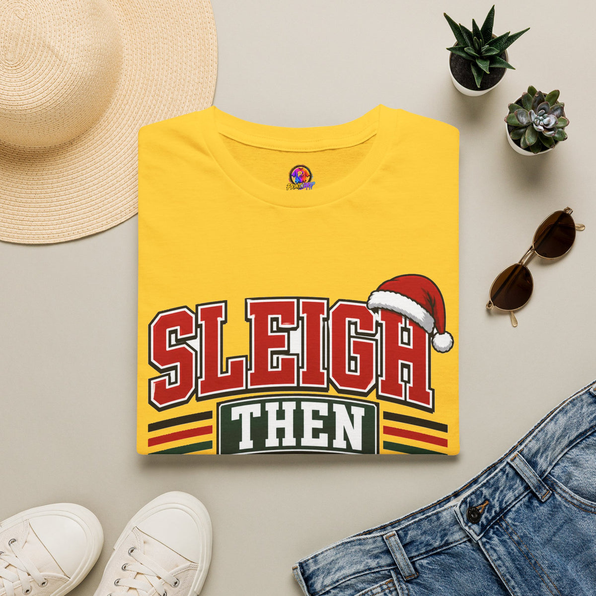 Sleigh Then Sweat T-Shirt – Christmas Fitness Holiday Tee