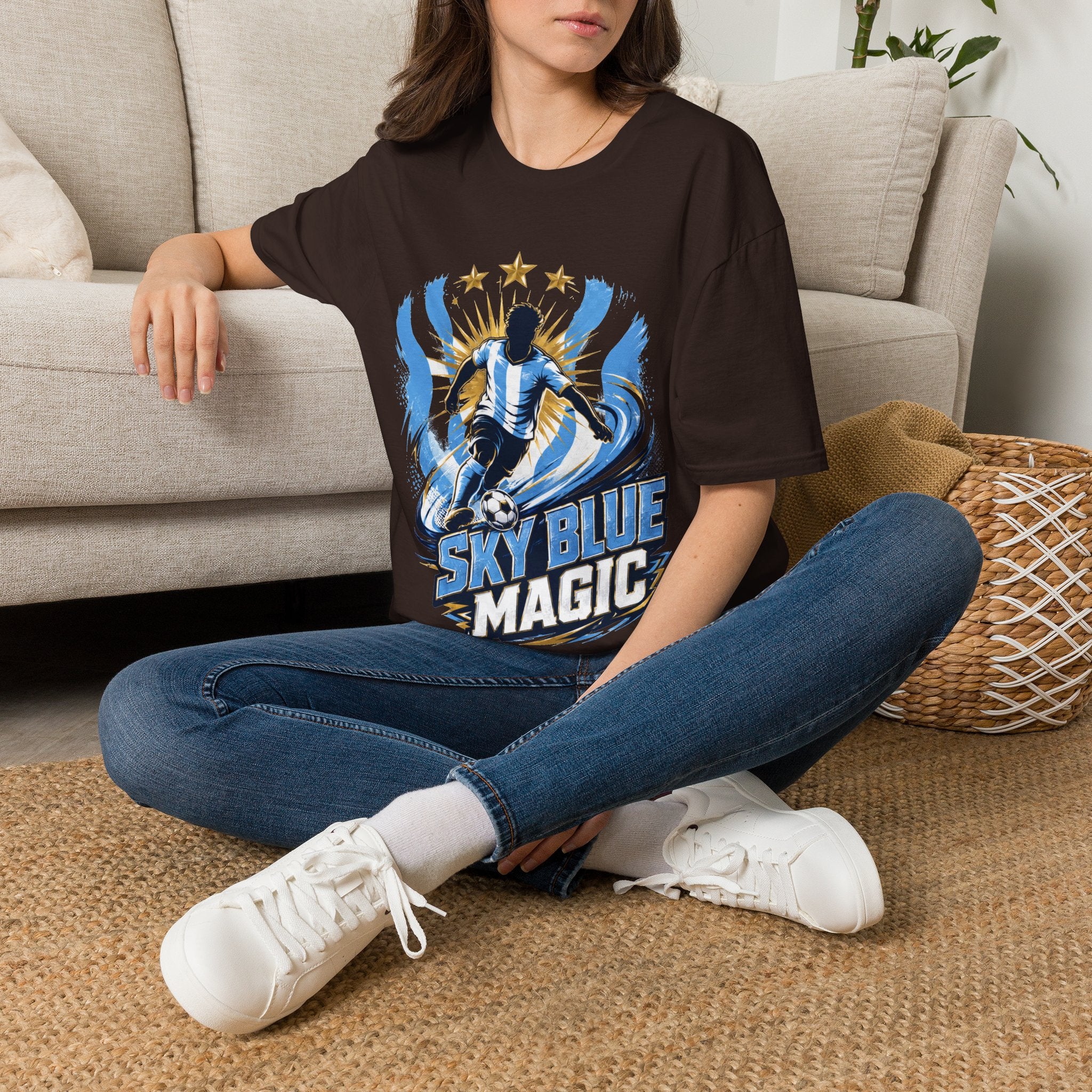 Argentina Sky Blue Magic Soccer T-Shirt — Argentinian Football Player Graphic Tee
