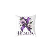Healing Purple Domestic Violence Awareness Ribbon Pillow — Floral Support Decorative Throw