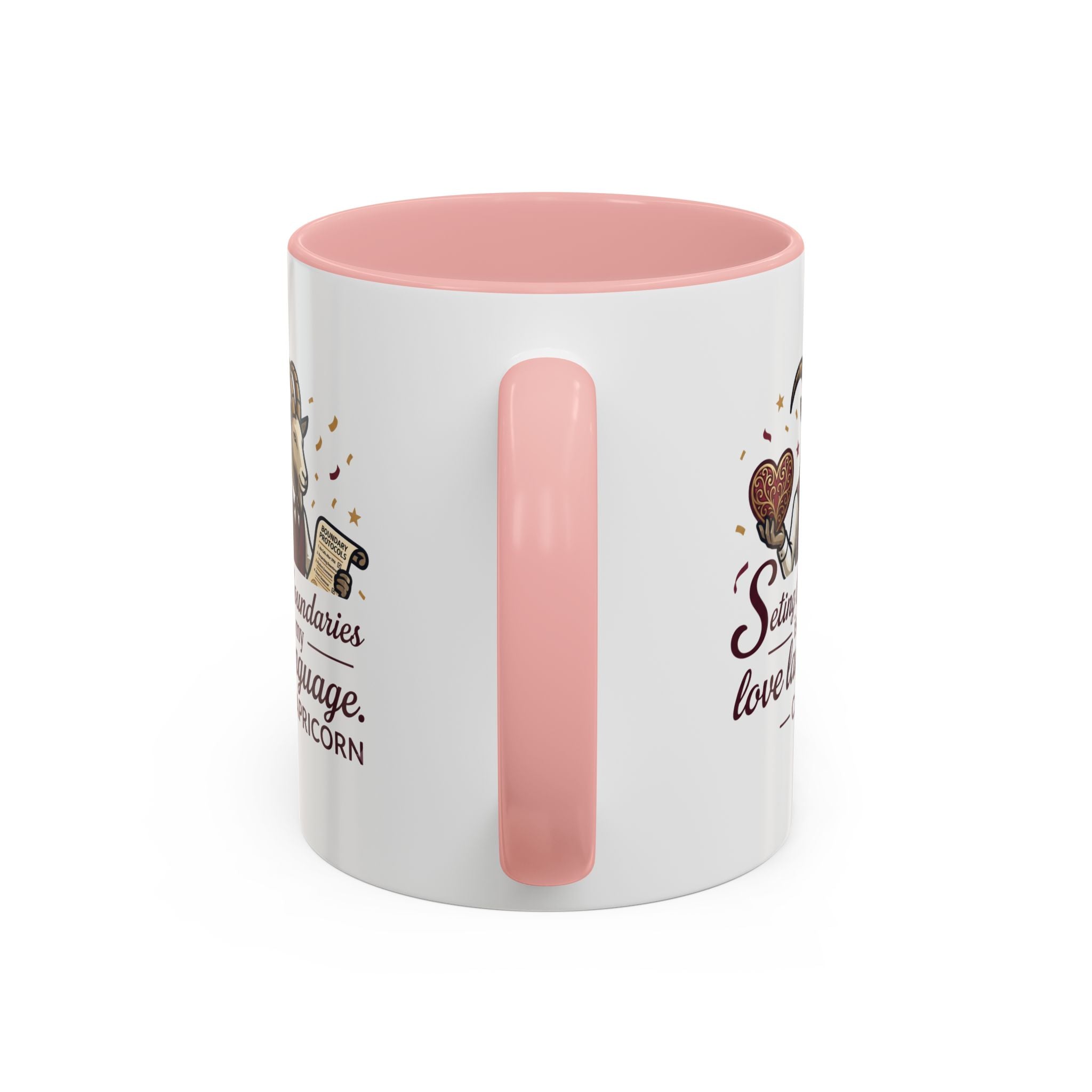 Capricorn Zodiac Coffee Mug — "Setting Boundaries Is My Love Language" Accent Mug