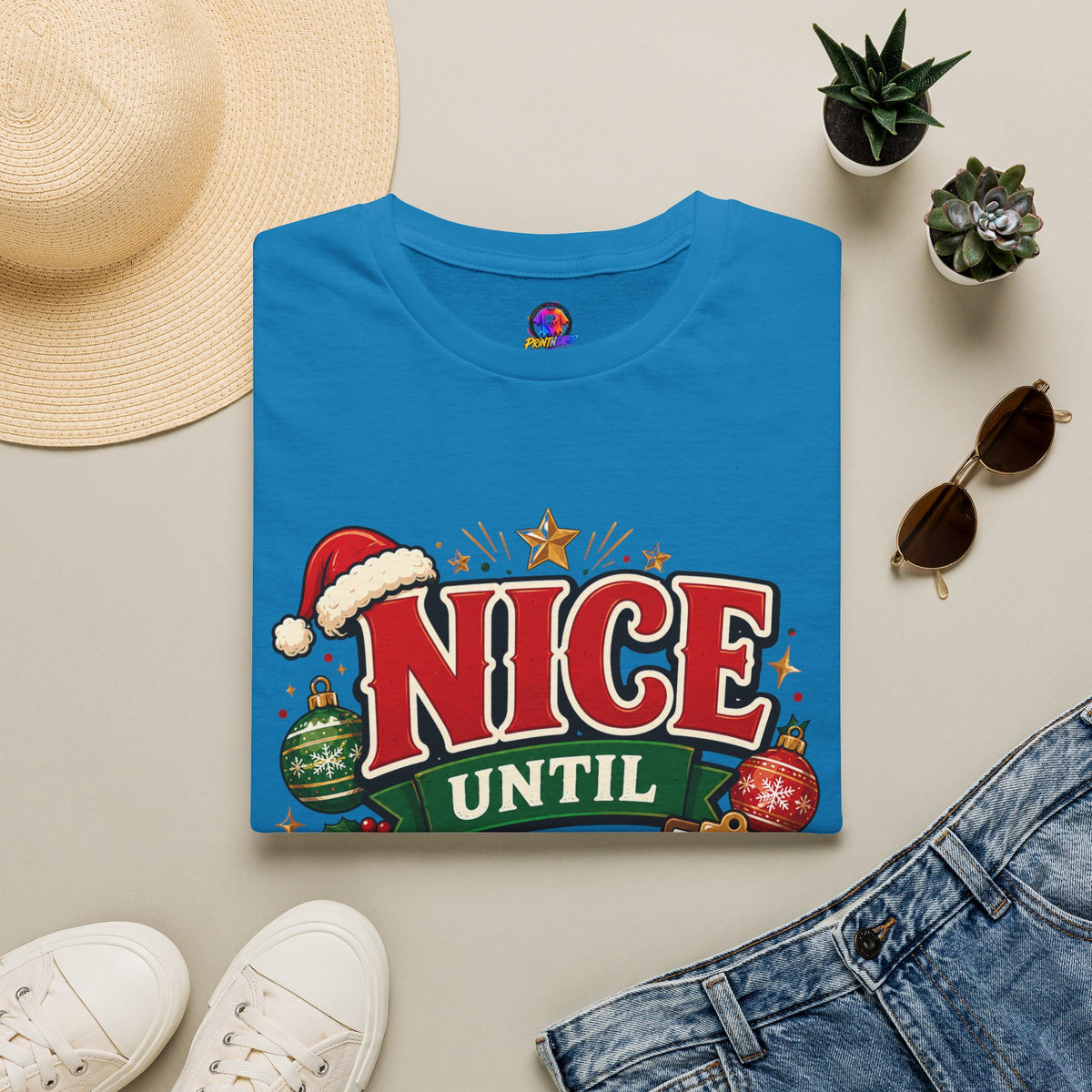 Christmas T-Shirt — "Nice Until Proven Naughty" Holiday Tee