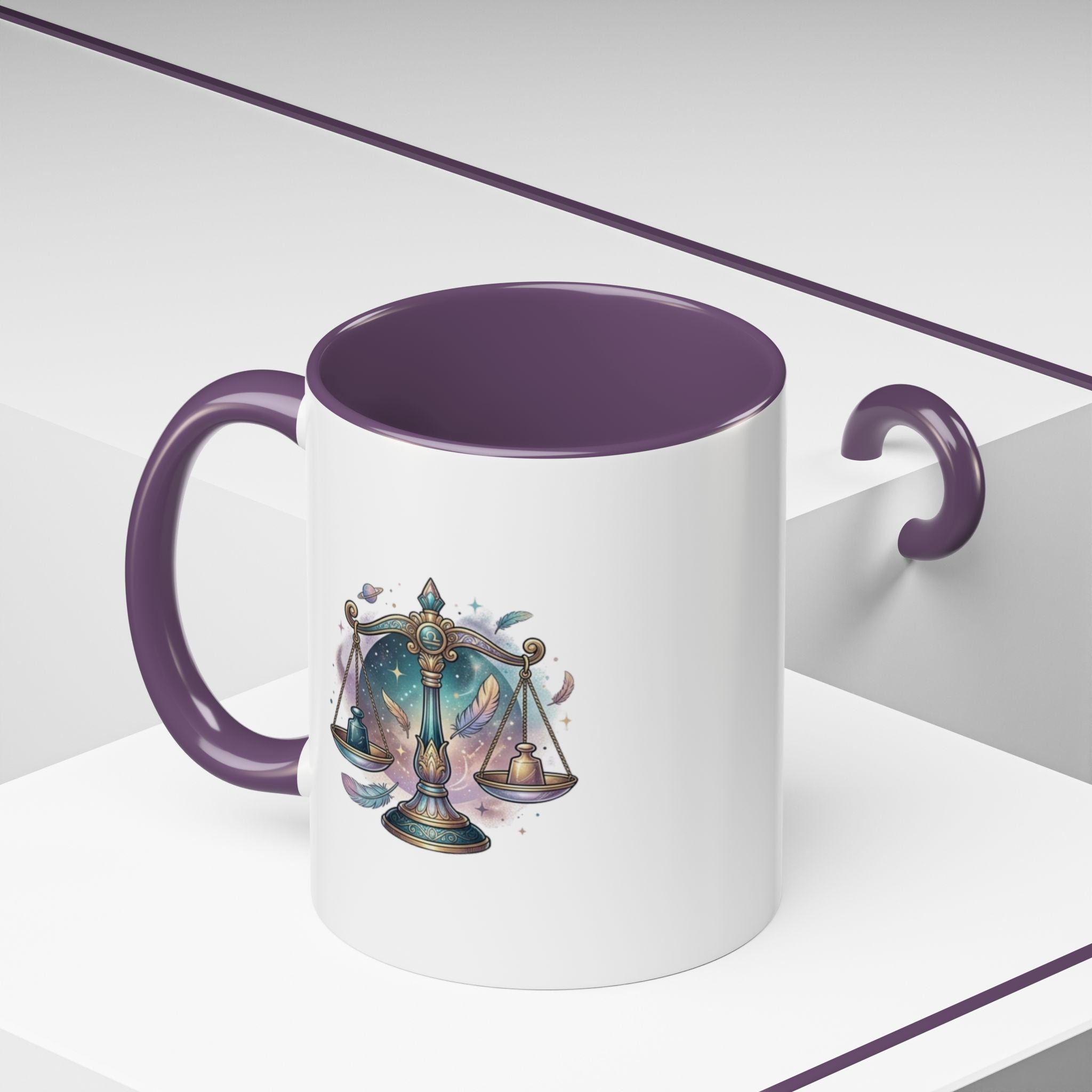 Libra Zodiac Scales Accent Coffee Mug — Astrology Constellation Gift