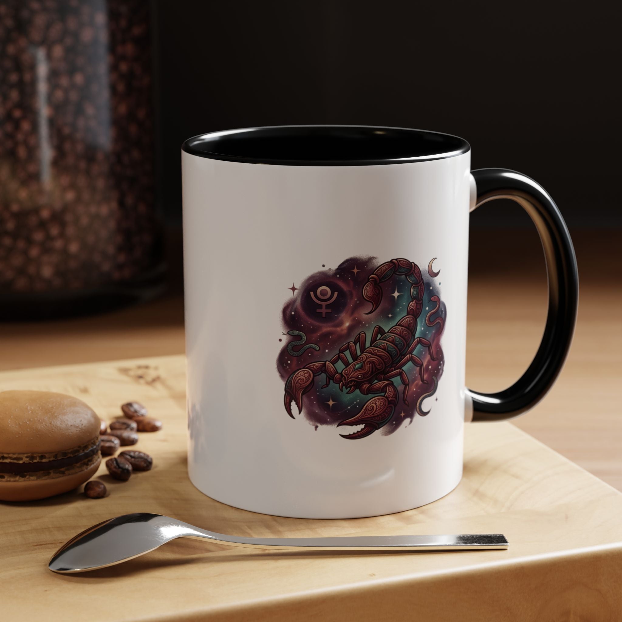 Scorpio Zodiac Accent Coffee Mug — Celestial Scorpion Astrology Design