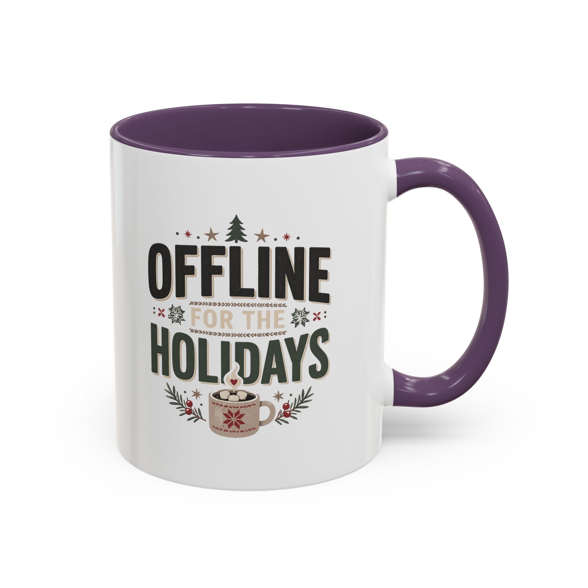 Christmas Holiday Coffee Mug — “Offline for the Holidays” Accent Ceramic Mug