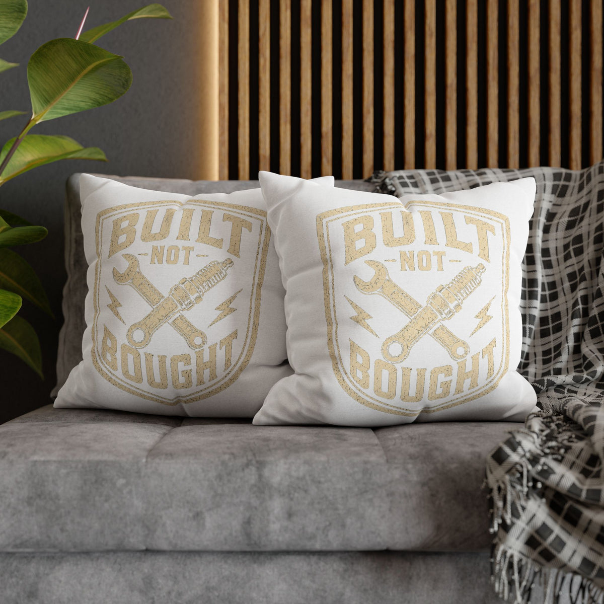 Built Not Bought Decorative Pillowcase Milo Bailey Dog Dad Mom- Mechanics & DIY Accent Cushion
