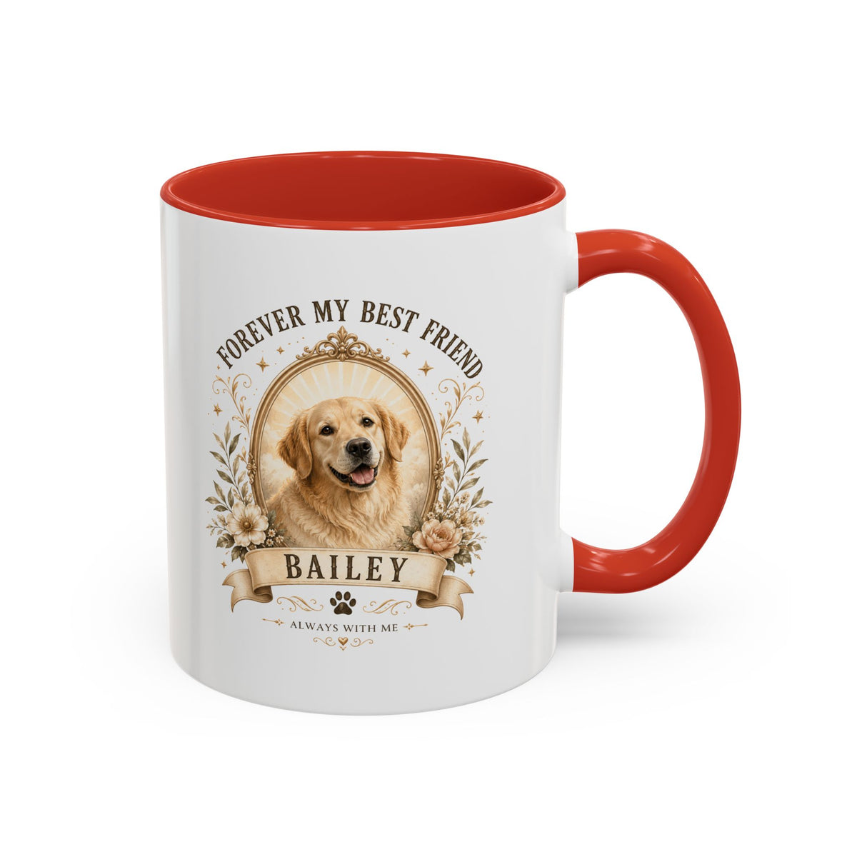 Milo Bailey Dog Dad Mom Personalized Dog Coffee Mug – "Forever My Best Friend" Golden Retriever Memorial Accent Mug
