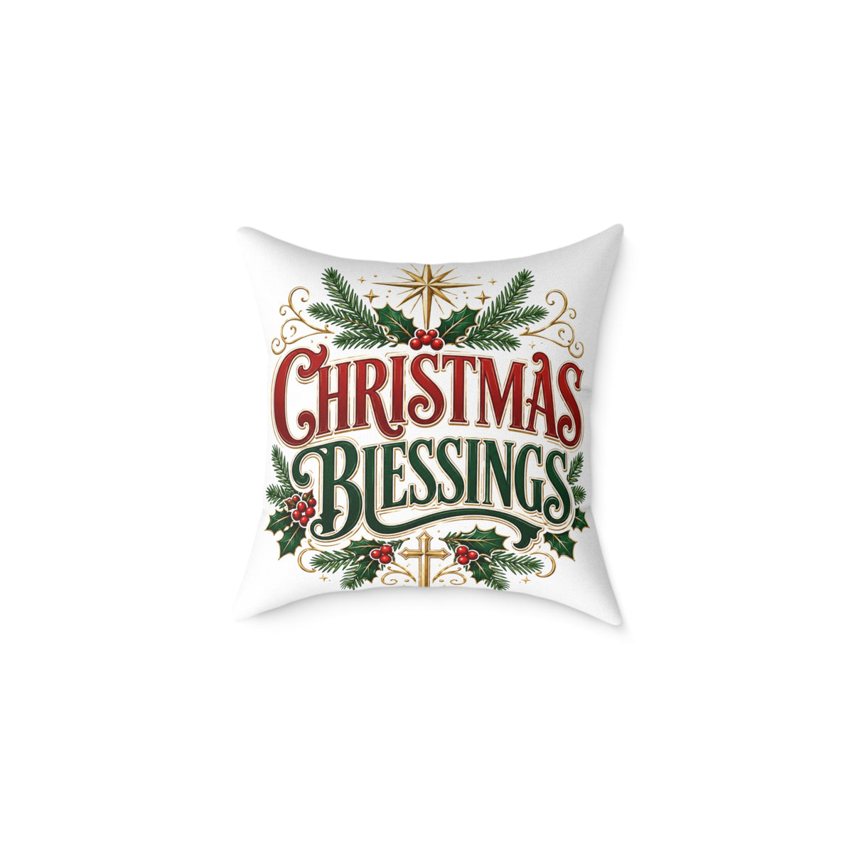 Christmas Blessings Square Poly Canvas Pillow