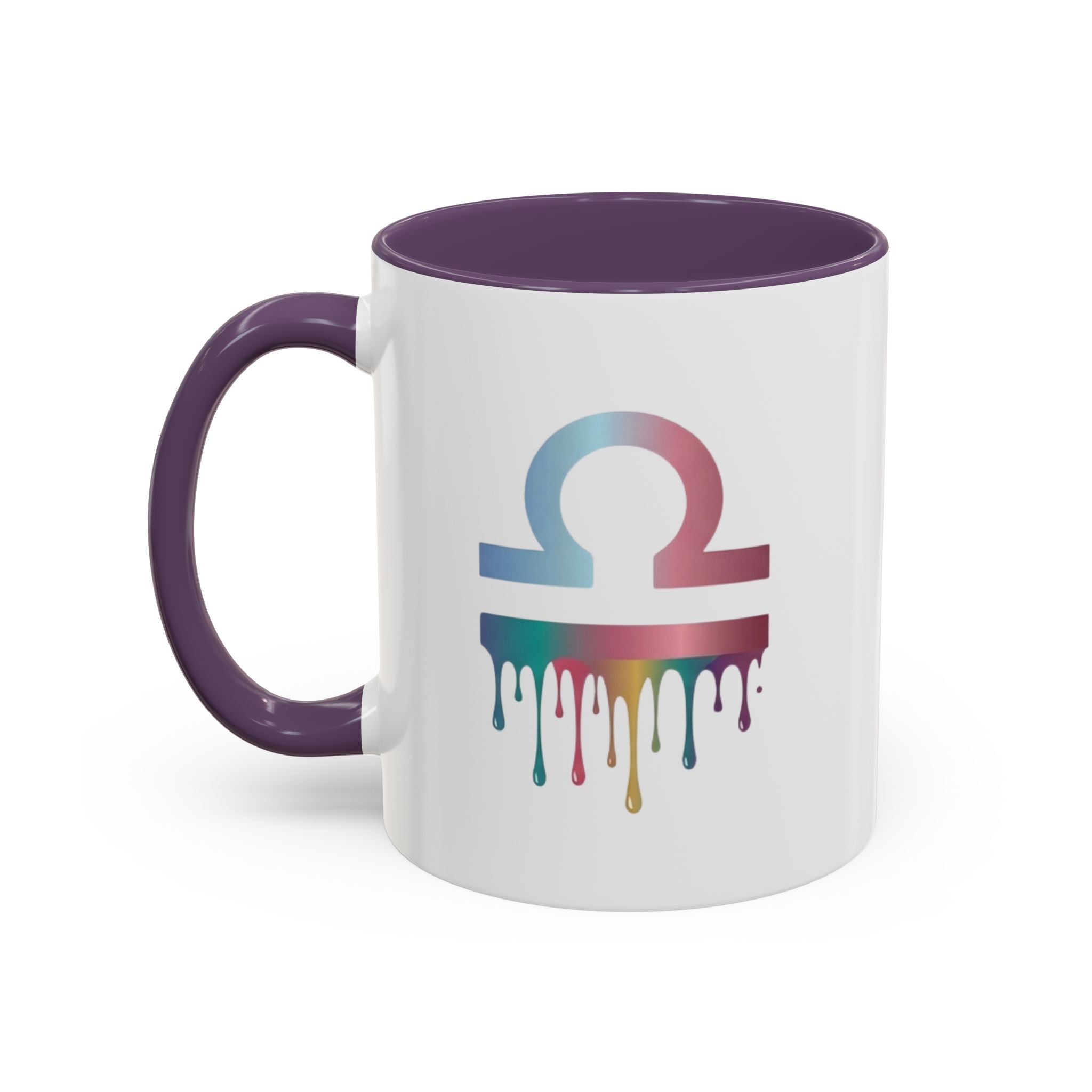 Libra Drip Accent Coffee Mug — Zodiac Symbol Rainbow Design