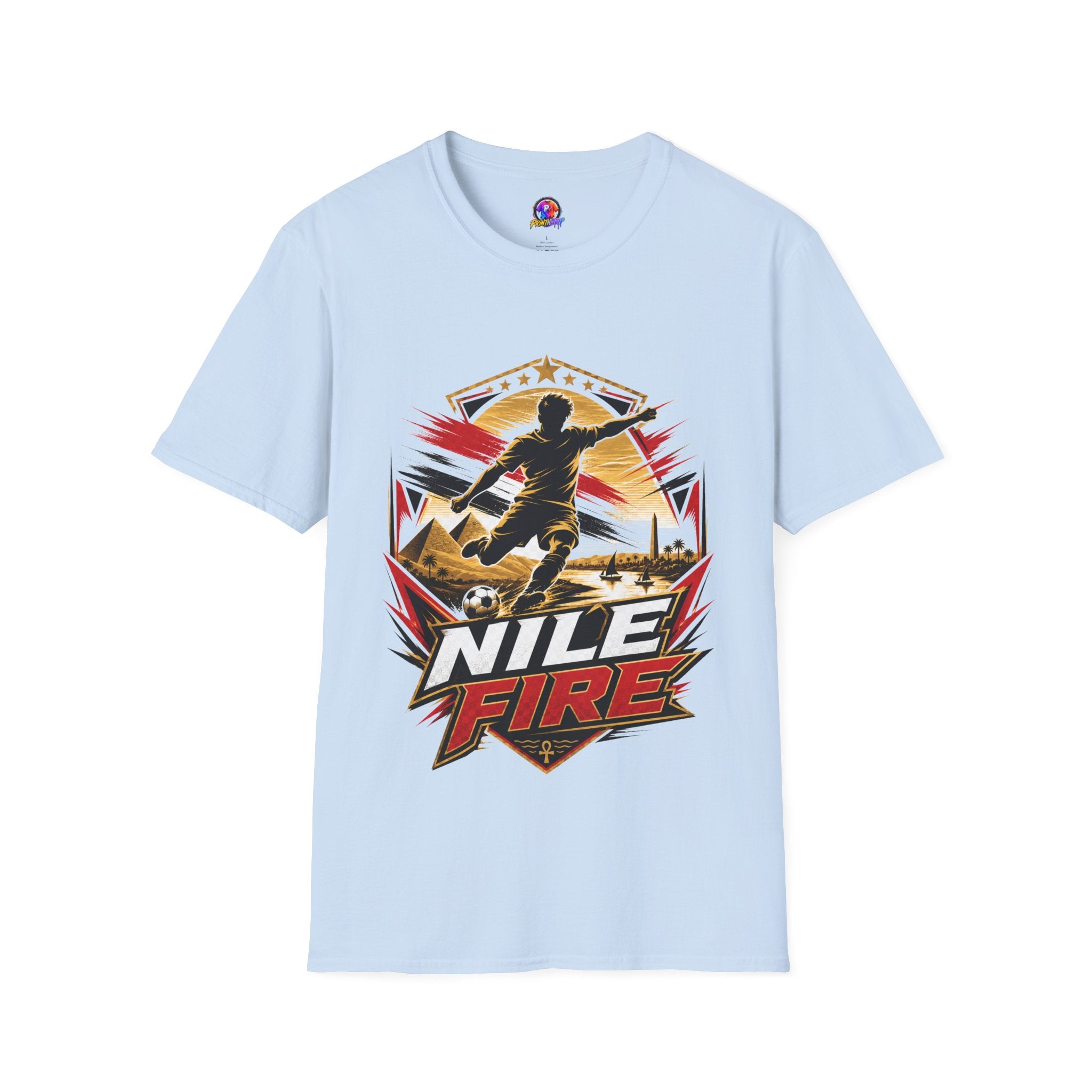 Egypt Soccer Player Nile Fire Graphic T-Shirt — Retro Athletic Team Tee