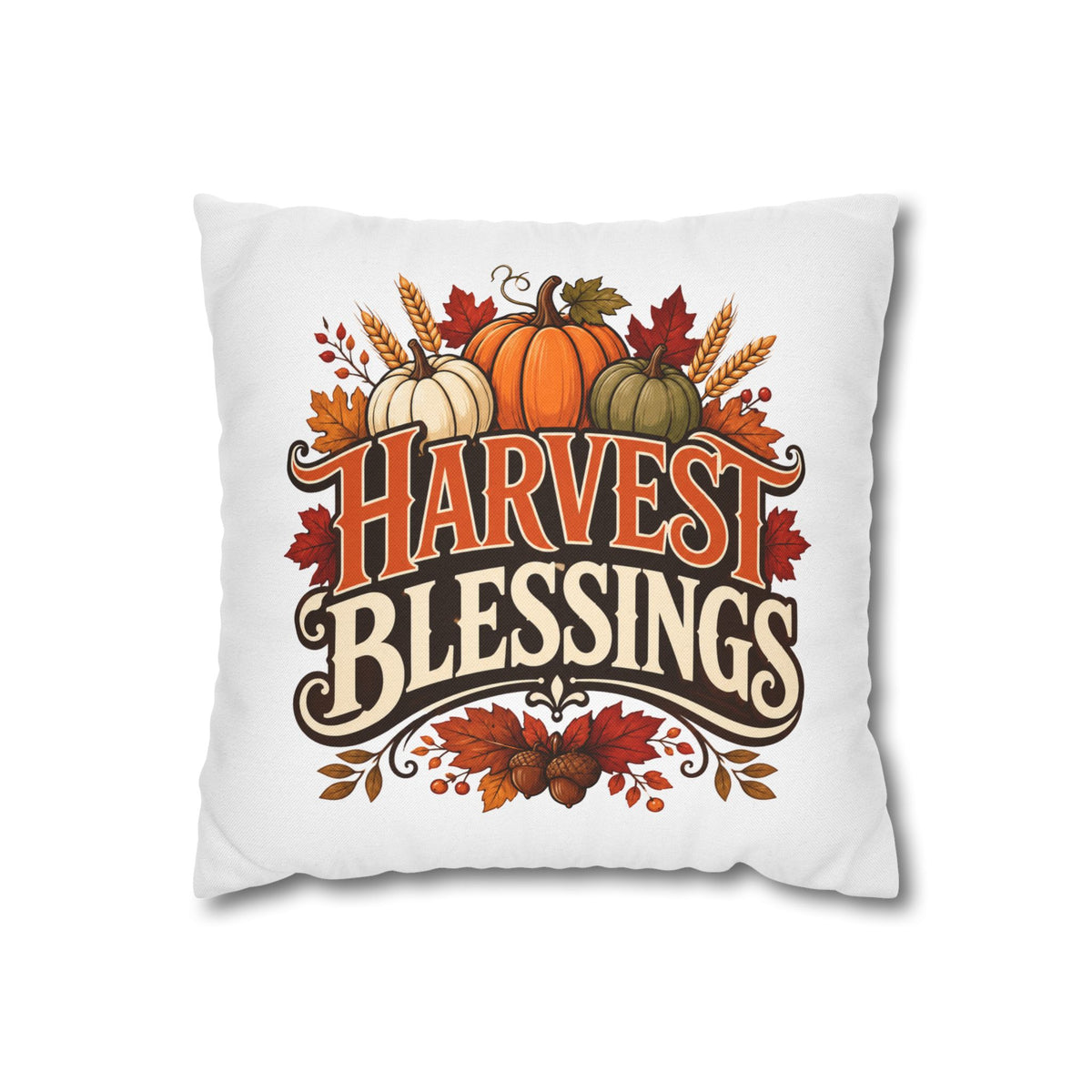 Thanksgiving Harvest Blessings Throw Pillowcase — Autumn Pumpkin Fall Decor