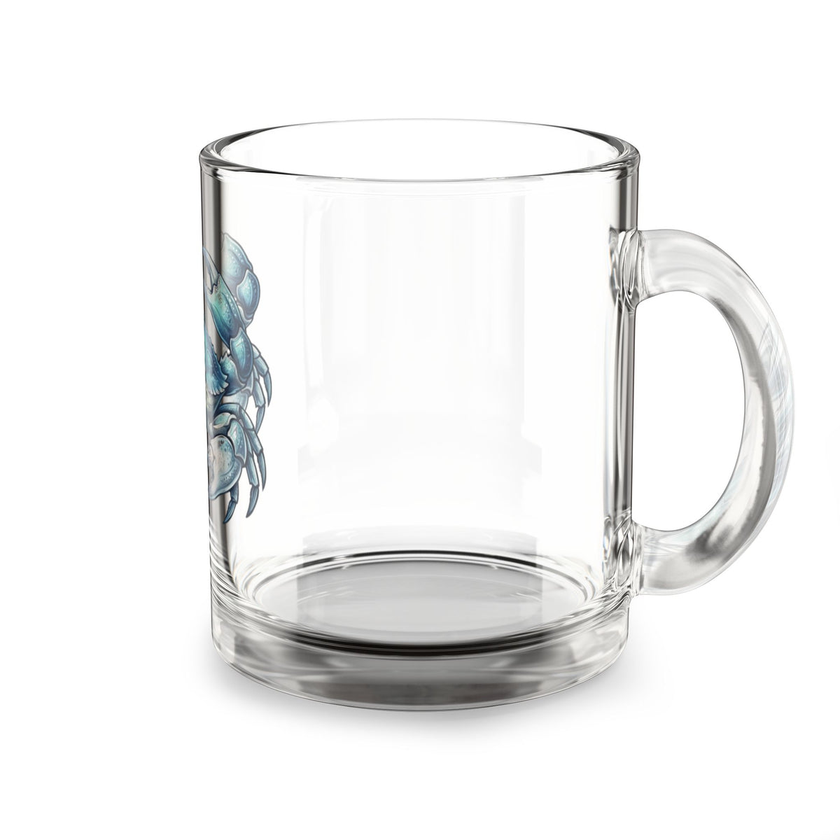 Cancer Blue Crab Glass Mug — 10oz Coastal Seafood Coffee Cup