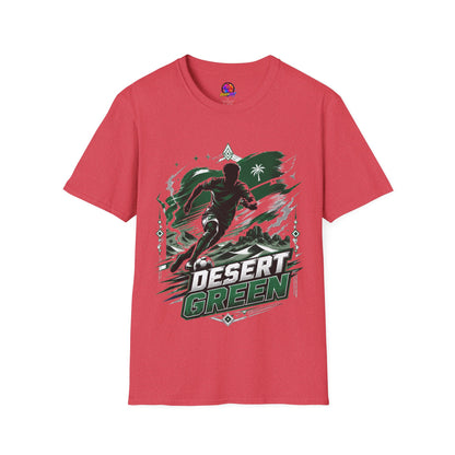 Saudi Arabia Desert Green Soccer T-Shirt — Silhouette Player Graphic