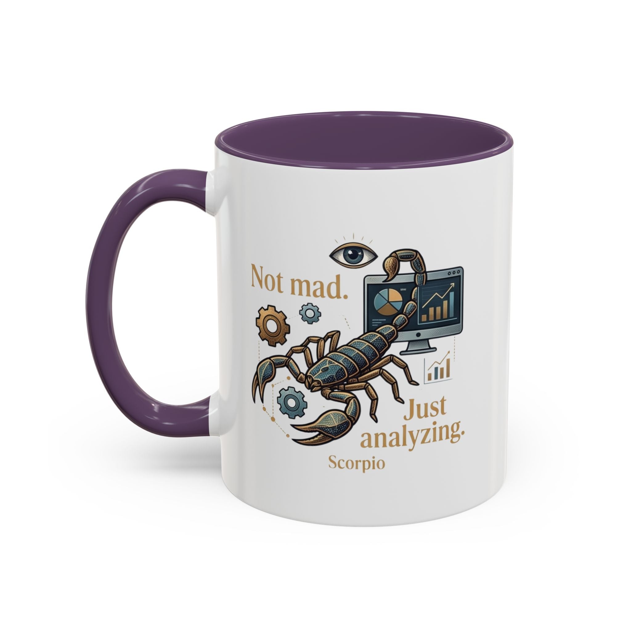 Scorpio Coffee Mug — "Not Mad. Just Analyzing." Accent 11/15oz