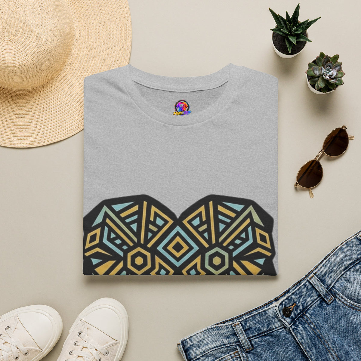 Geometric Elephant Tee — Tribal Mosaic Elephant Graphic T-Shirt