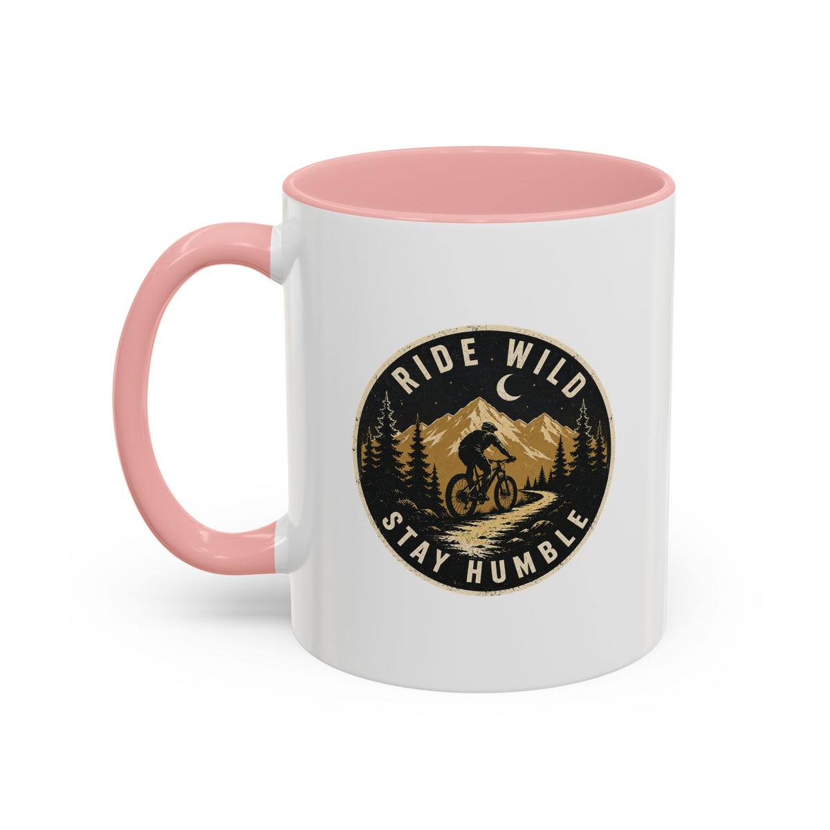 Milo Bailey Dog Dad Mom Ride Wild Stay Humble Accent Coffee Mug — Mountain Biking Adventure Travel Gift