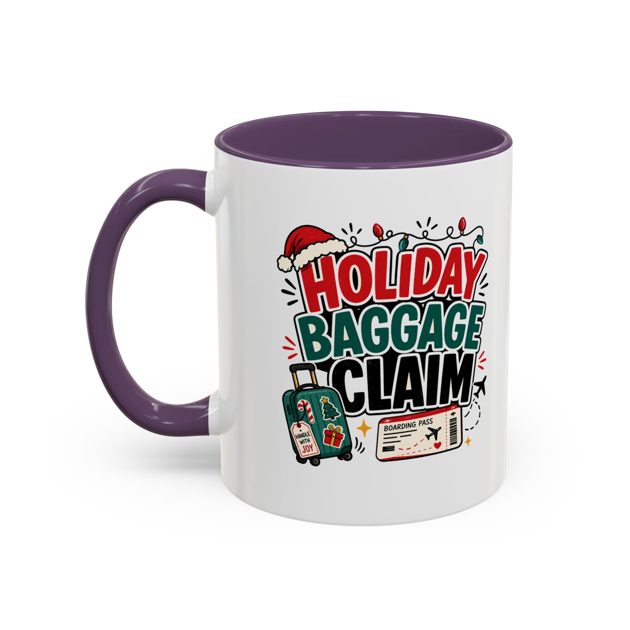 Modern Day Christmas Holiday Baggage Claim Coffee Mug — Funny Christmas Travel Gift (11/15oz)