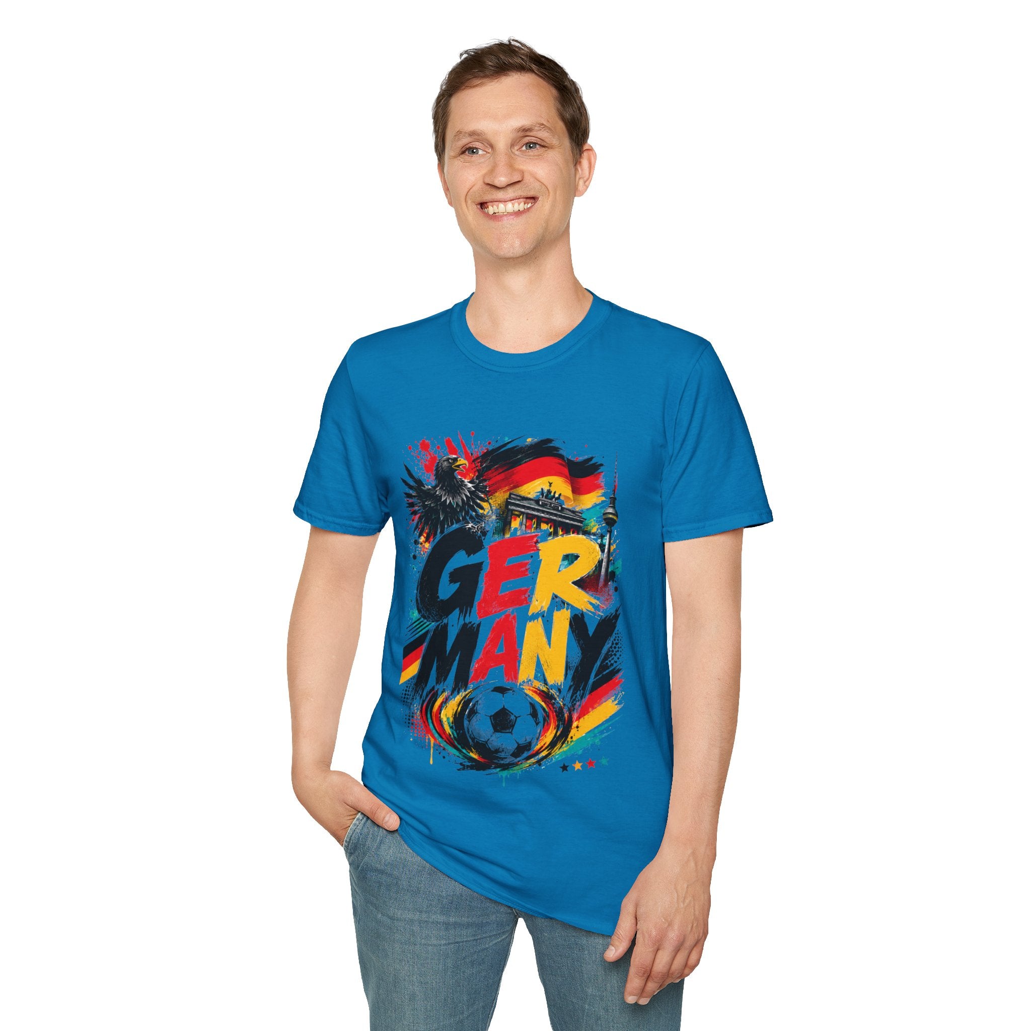Germany Soccer Graphic T‑Shirt — Flag, Eagle & Brandenburger Tor Design