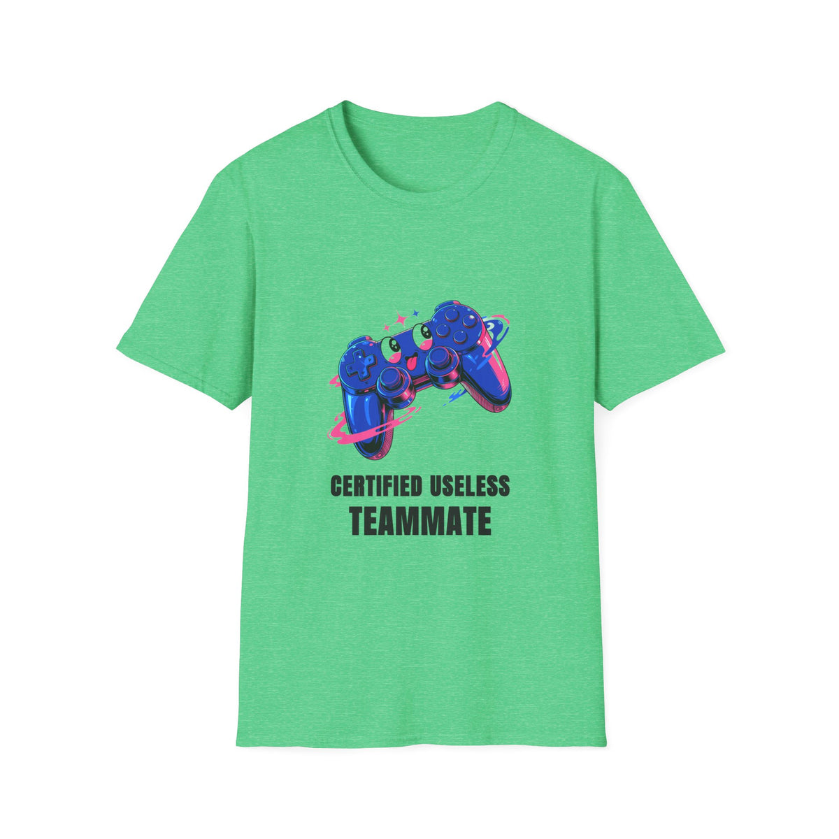 Certified Useless Teammate Gamer T-Shirt — Retro Neon Gamepad Tee - Trending Now - August 2026