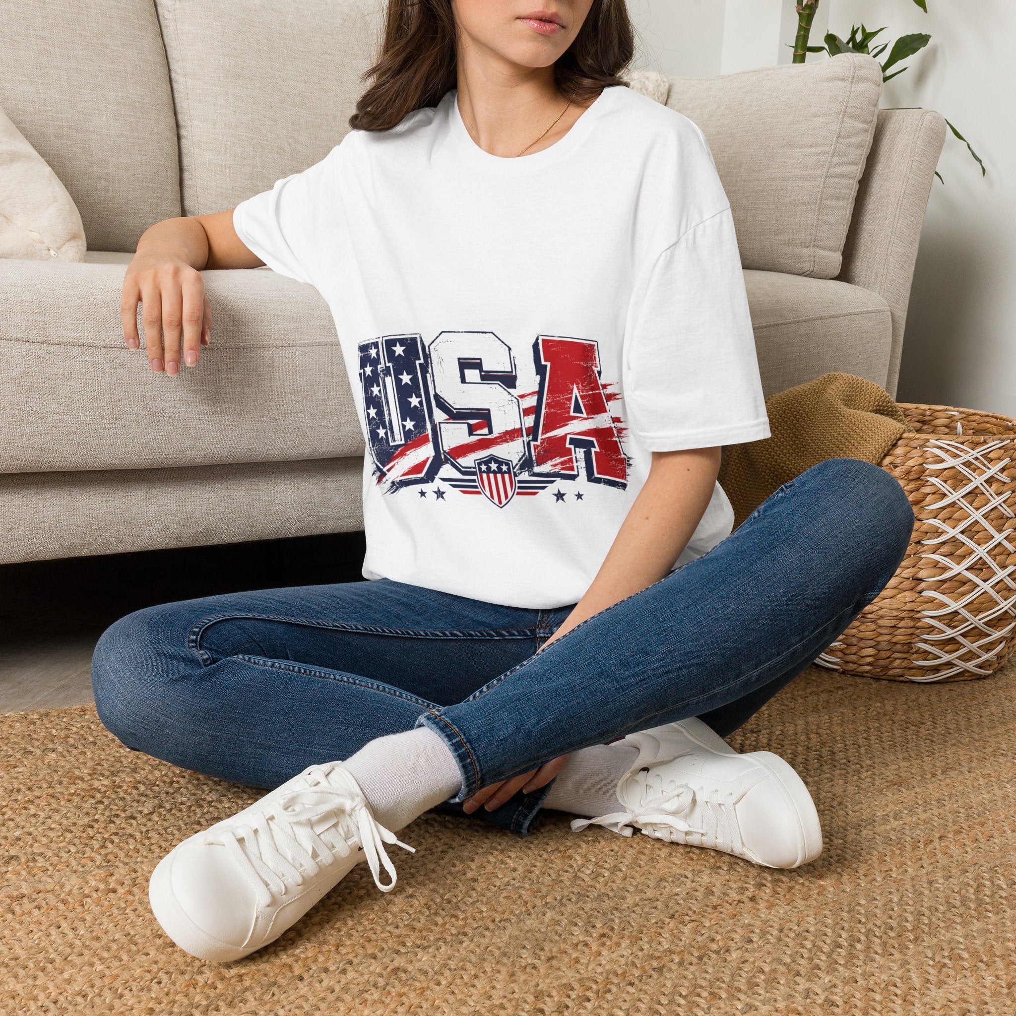 USA Flag Graphic T-Shirt — Patriotic Red White & Blue Tee