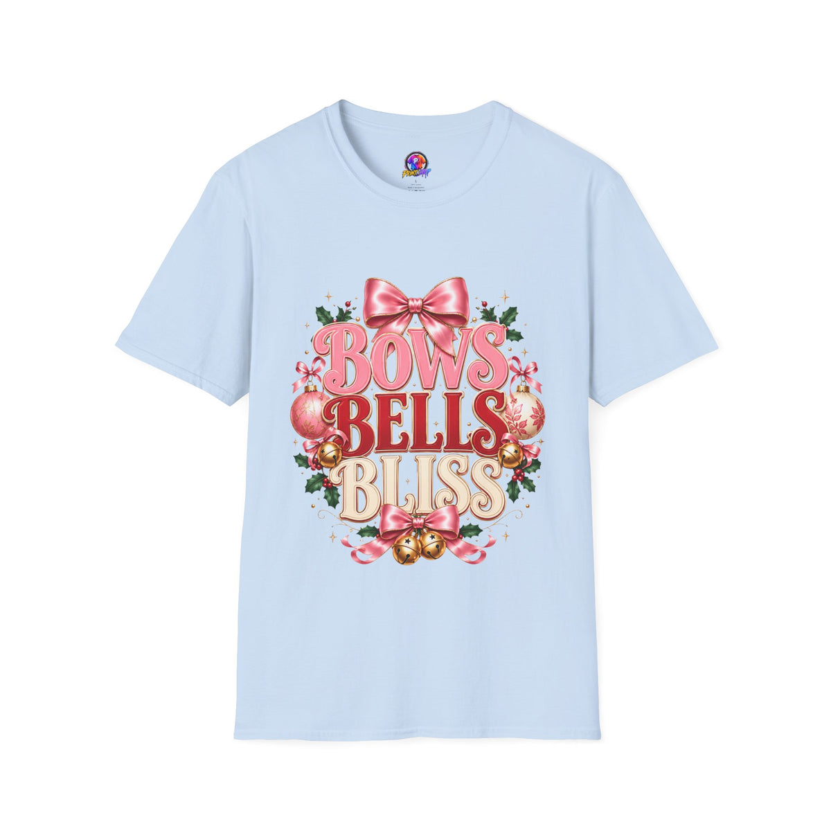 T-Shirt — Bows Bells Bliss Christmas Graphic Tee