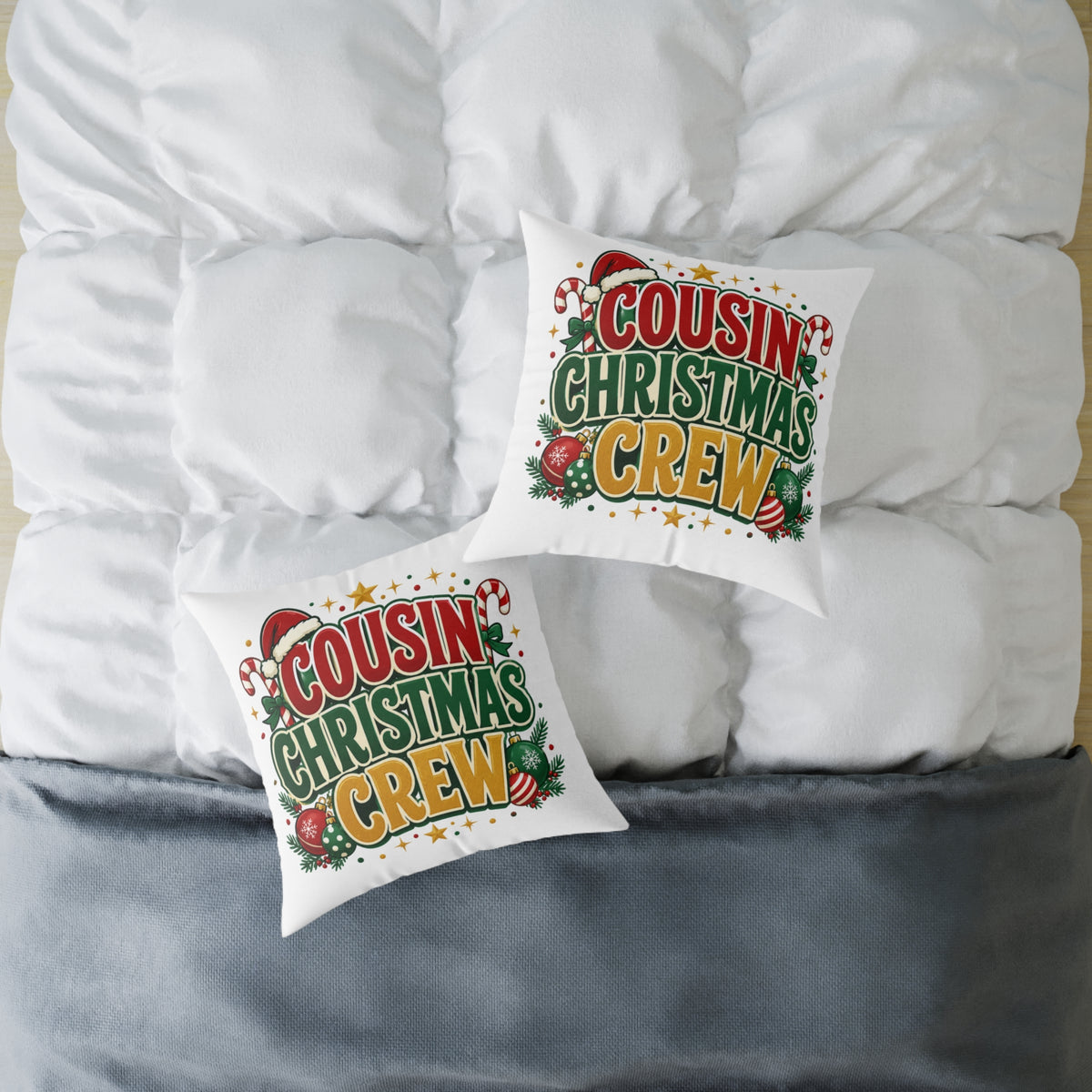 Cousin Christmas Crew Throw Pillow — Festive Holiday Decorative Cushion