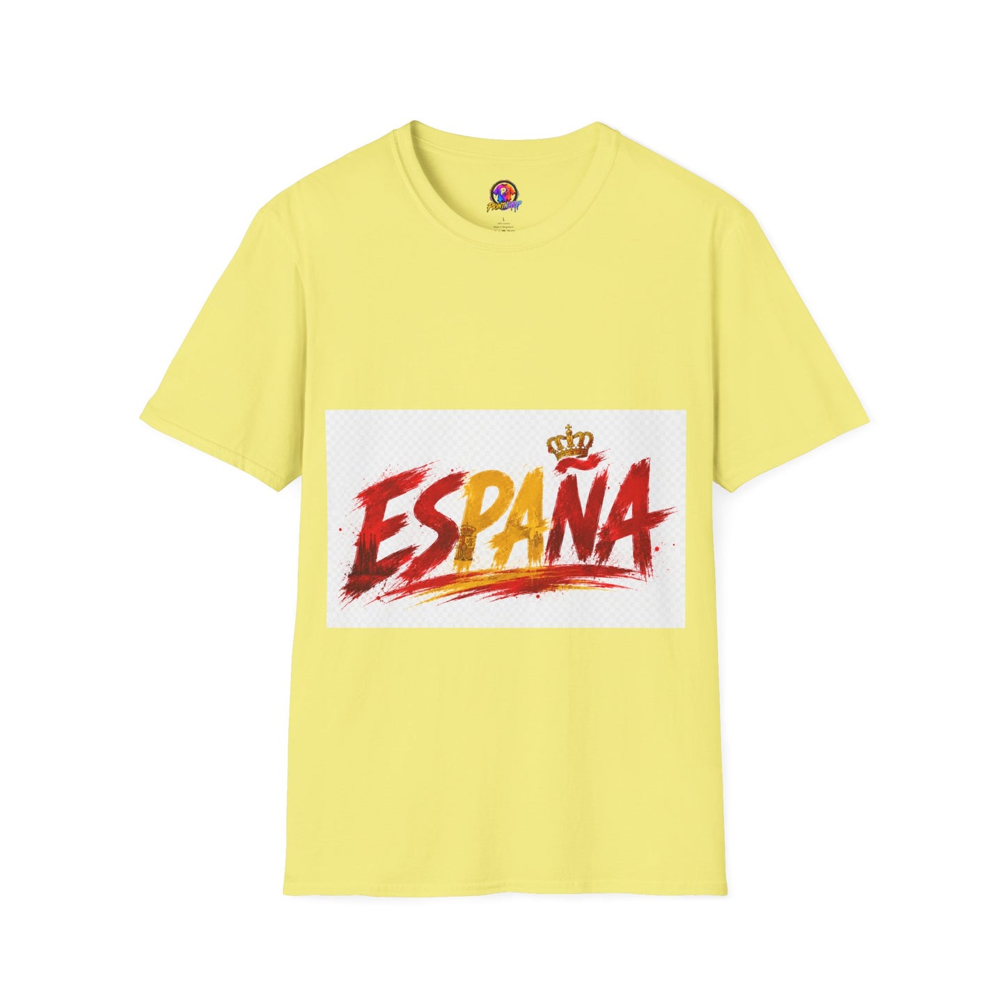 Spain  Graphic T-Shirt — Spanish Flag Brushstroke Design with Crown