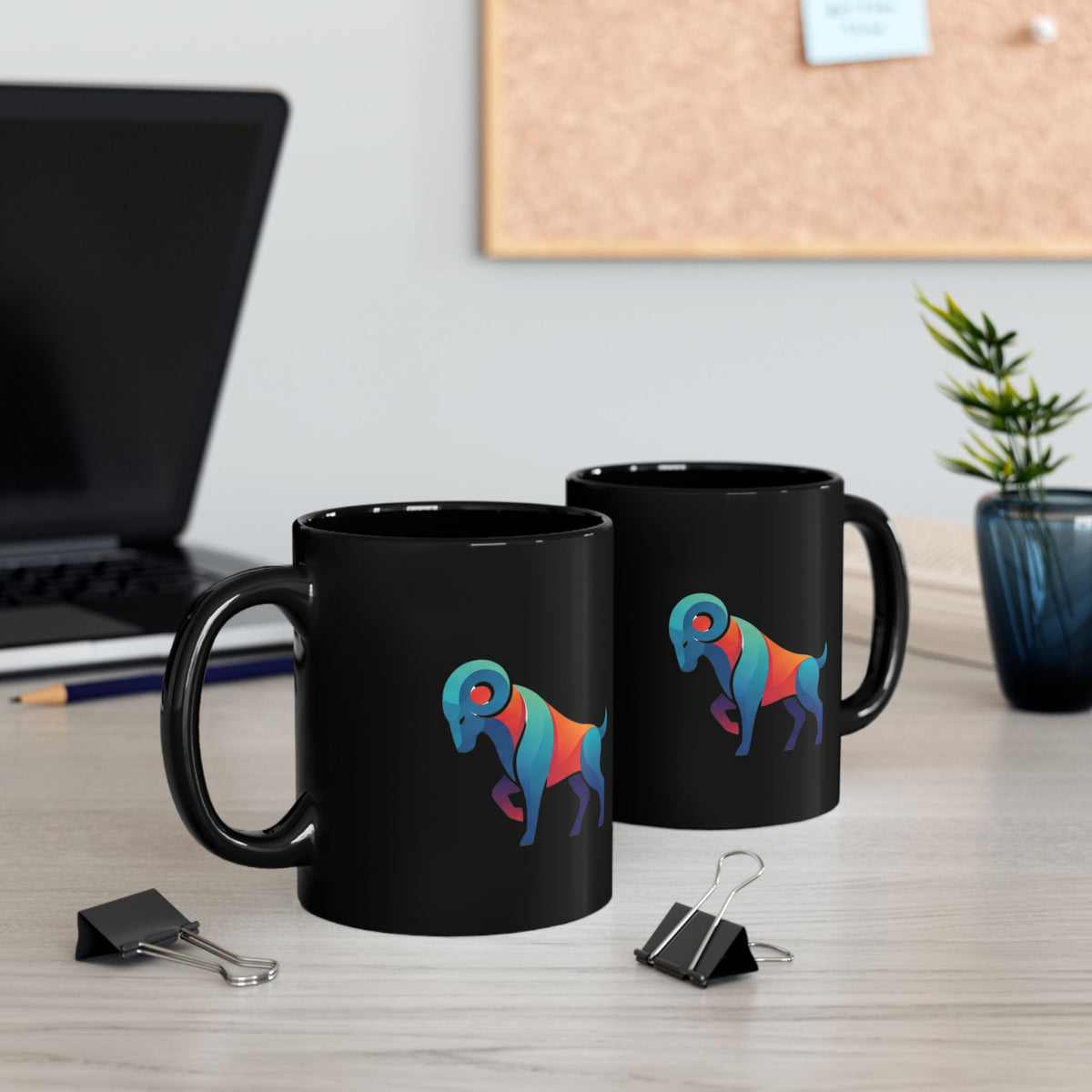 Aries Zodiac Colorful Ram Art Mug — Multicolor Zodiac Aries Coffee Cup