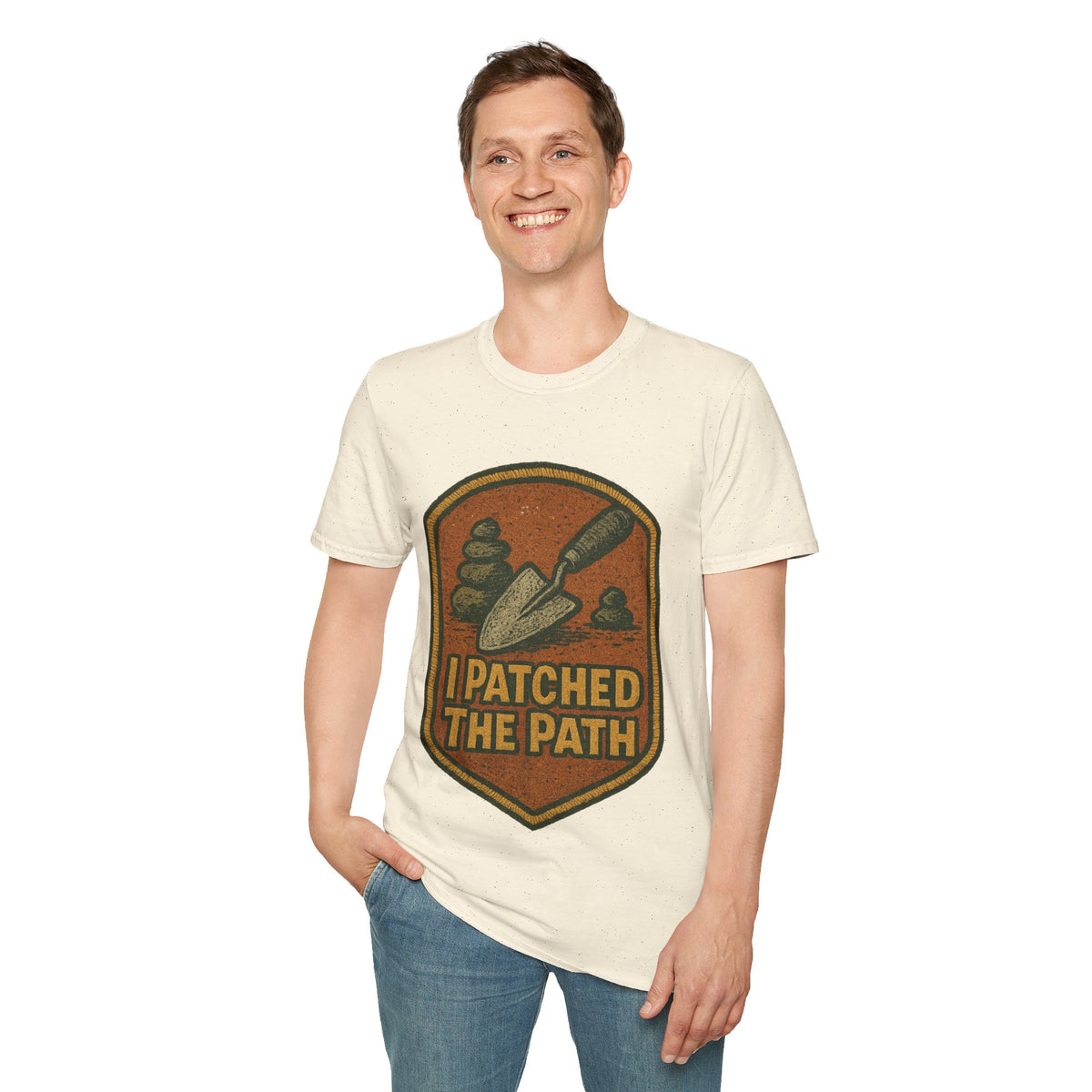 I Patched The Path Vintage Shield Badge T-Shirt, Retro Outdoor Hiking Trail Tee - Trending Now - September 2026