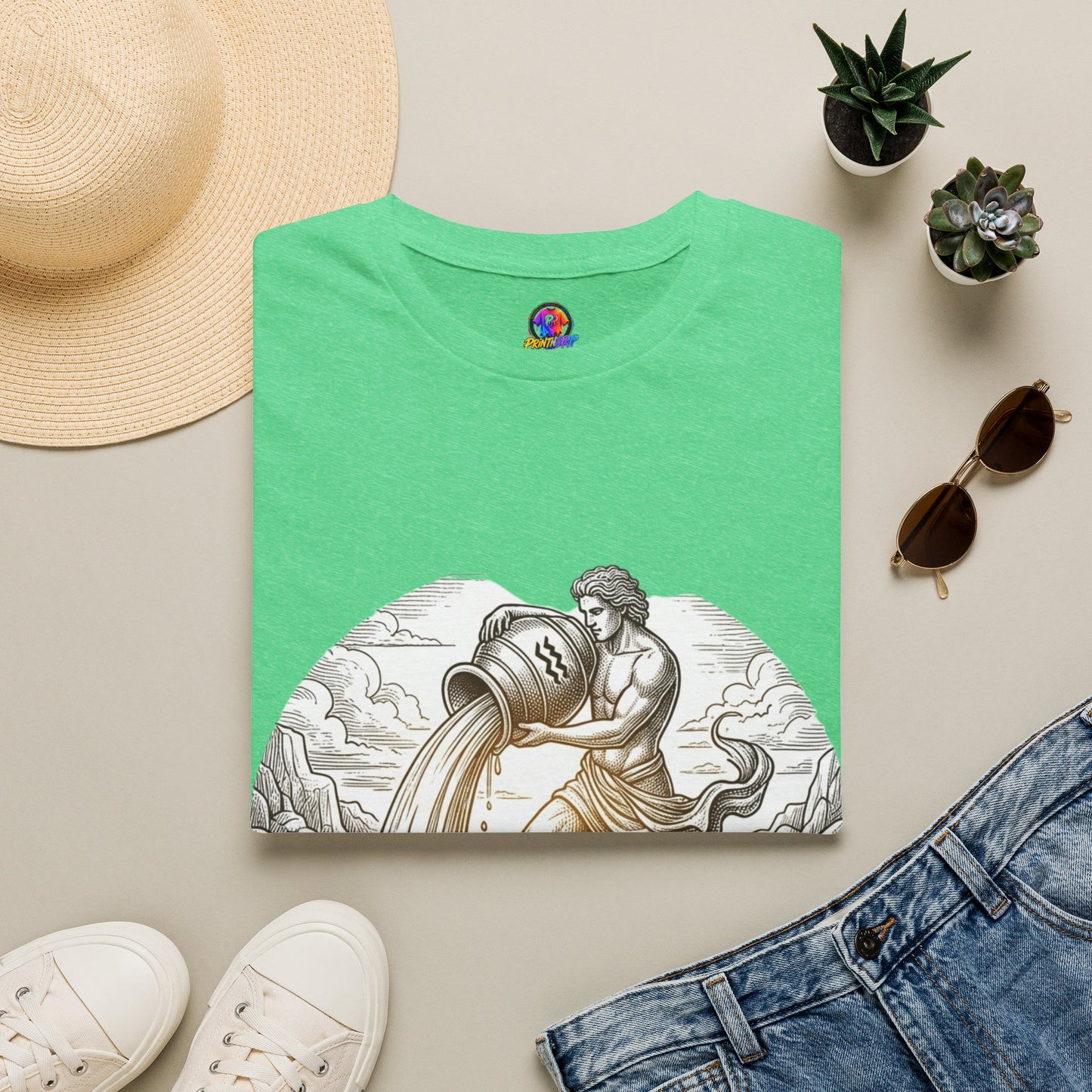 Aquarius Zodiac T-Shirt — Vintage Water Bearer Astrology Tee