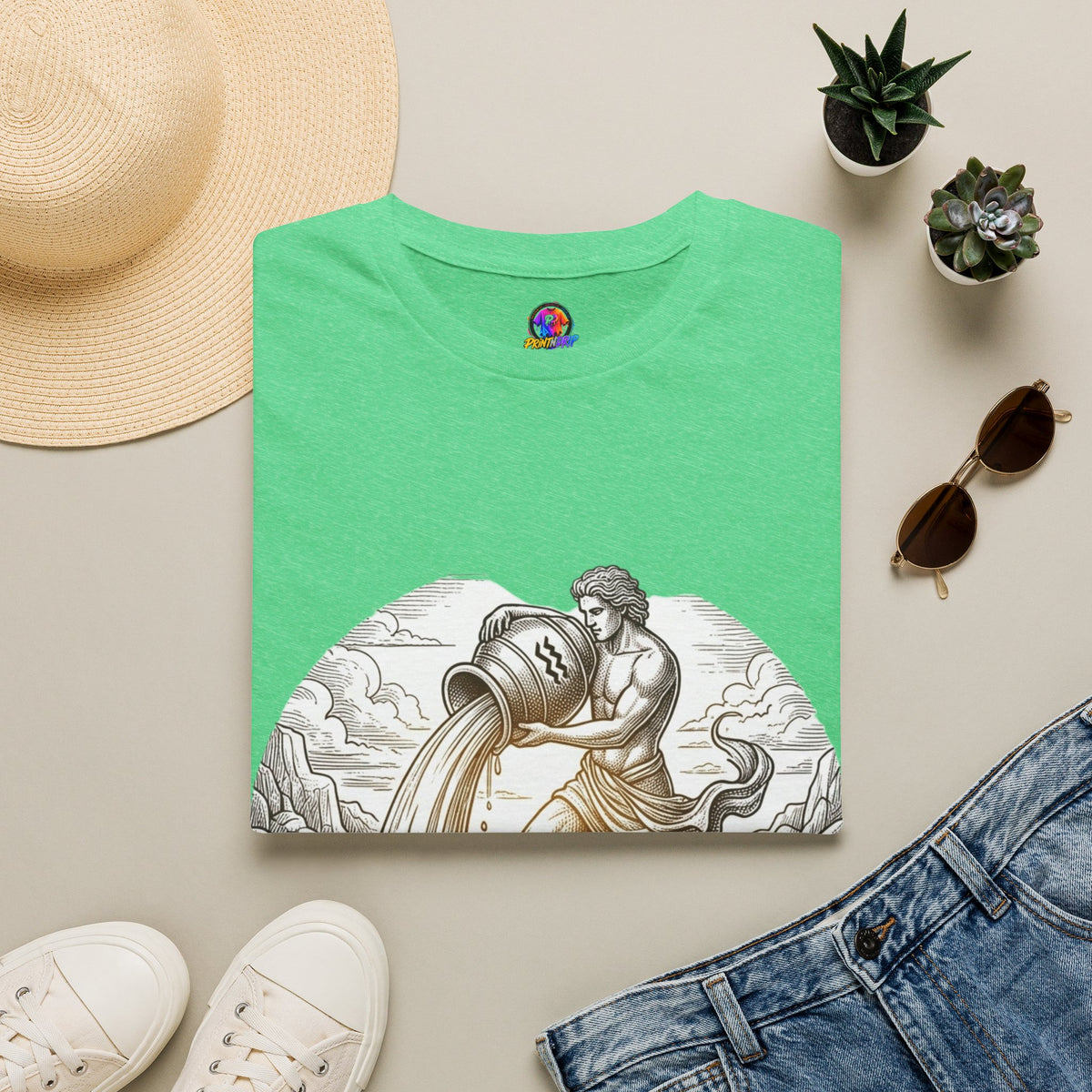 Aquarius Zodiac T-Shirt — Vintage Water Bearer Astrology Tee