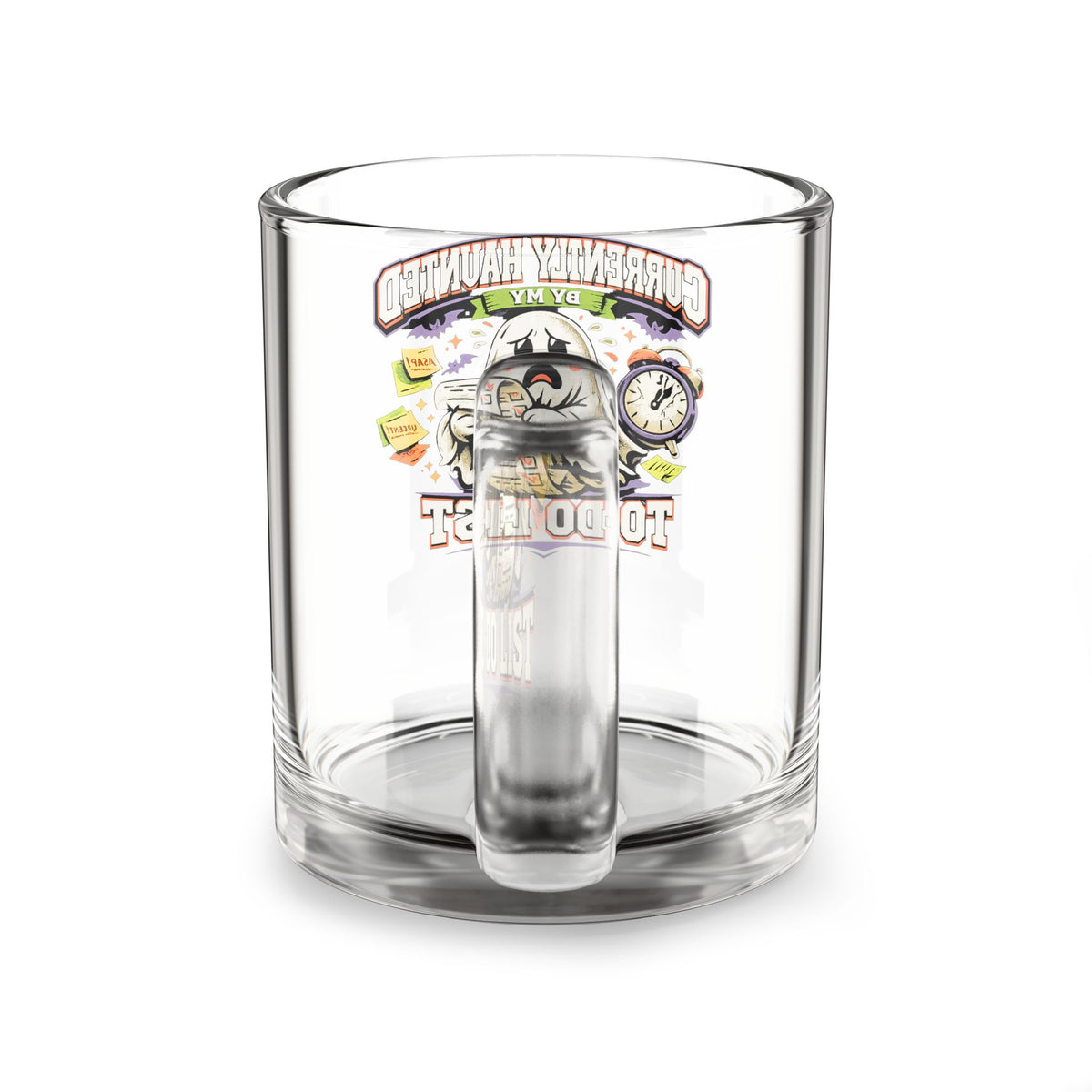 Halloween Glass Mug 10 oz  Glass Mug - “Currently Haunted by My To-Do List” Cute Ghost Coffee Cup, Funny Planner Gift
