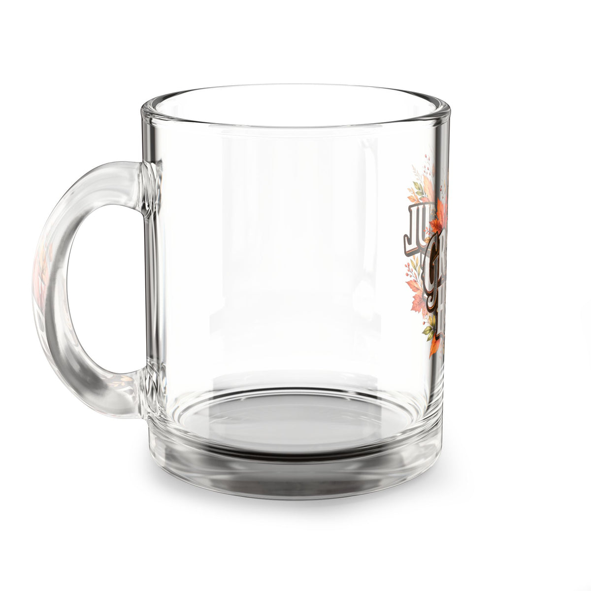Grateful Heart Glass Mug — 10oz Thanksgiving Autumn Coffee Cup