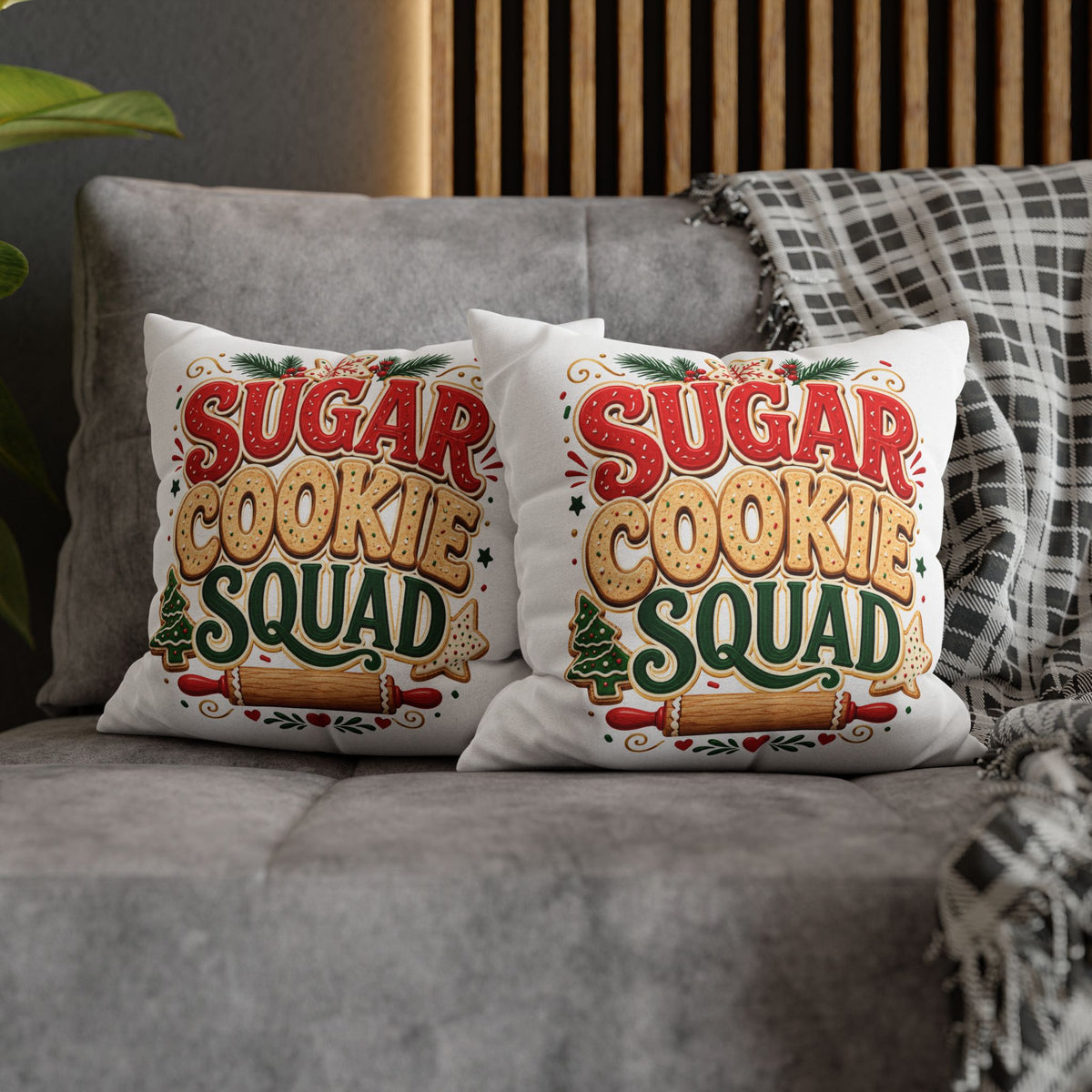 Christmas Sugar Cookie Squad Pillowcase – Festive Christmas Baking Decorative Throw Pillowcase