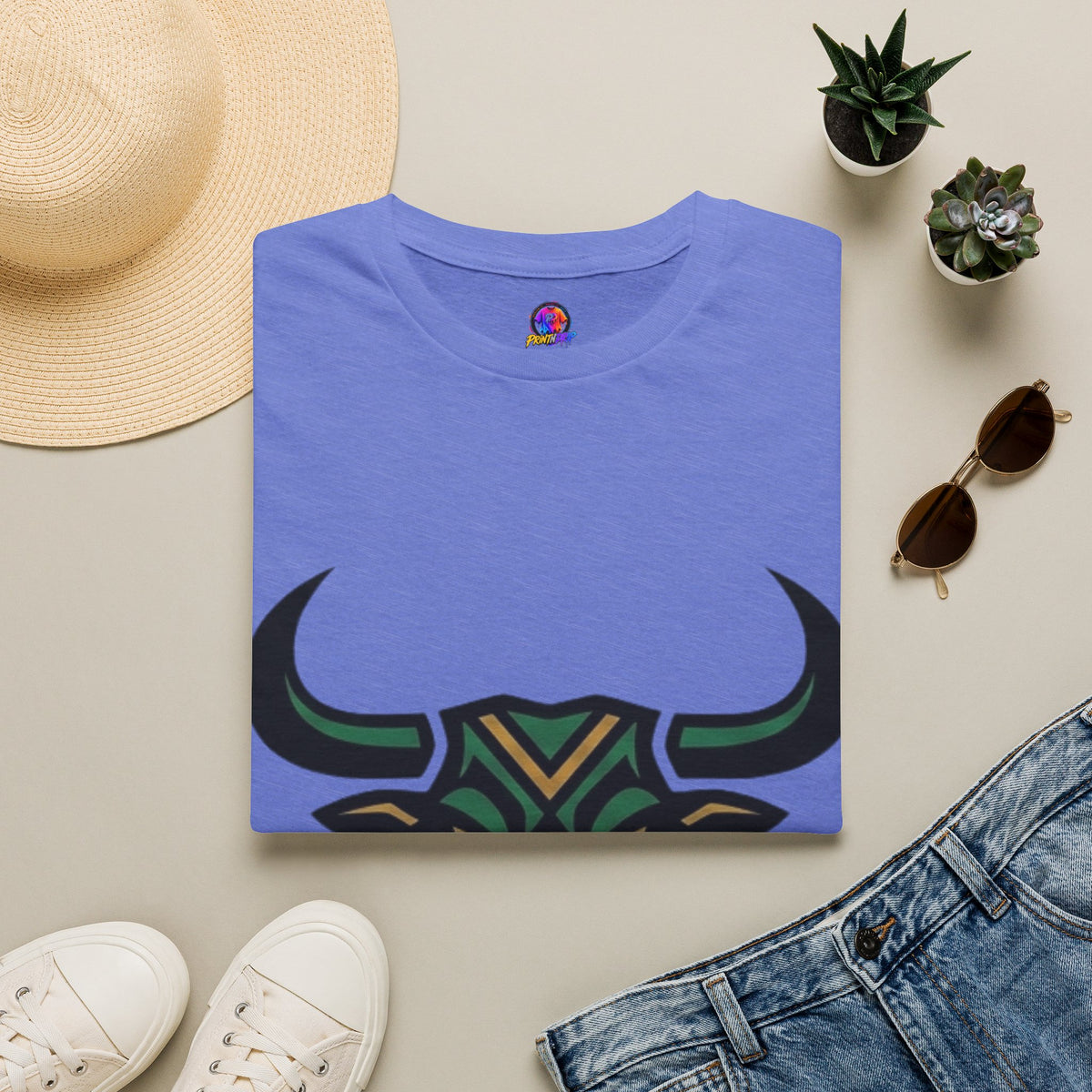 Taurus Bull Head T-Shirt — Geometric Tribal Bull Graphic Tee