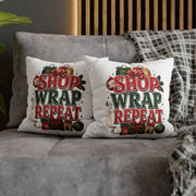 Shop Wrap Repeat Christmas Pillowcase — Holiday Decorative Throw Pillow Cover