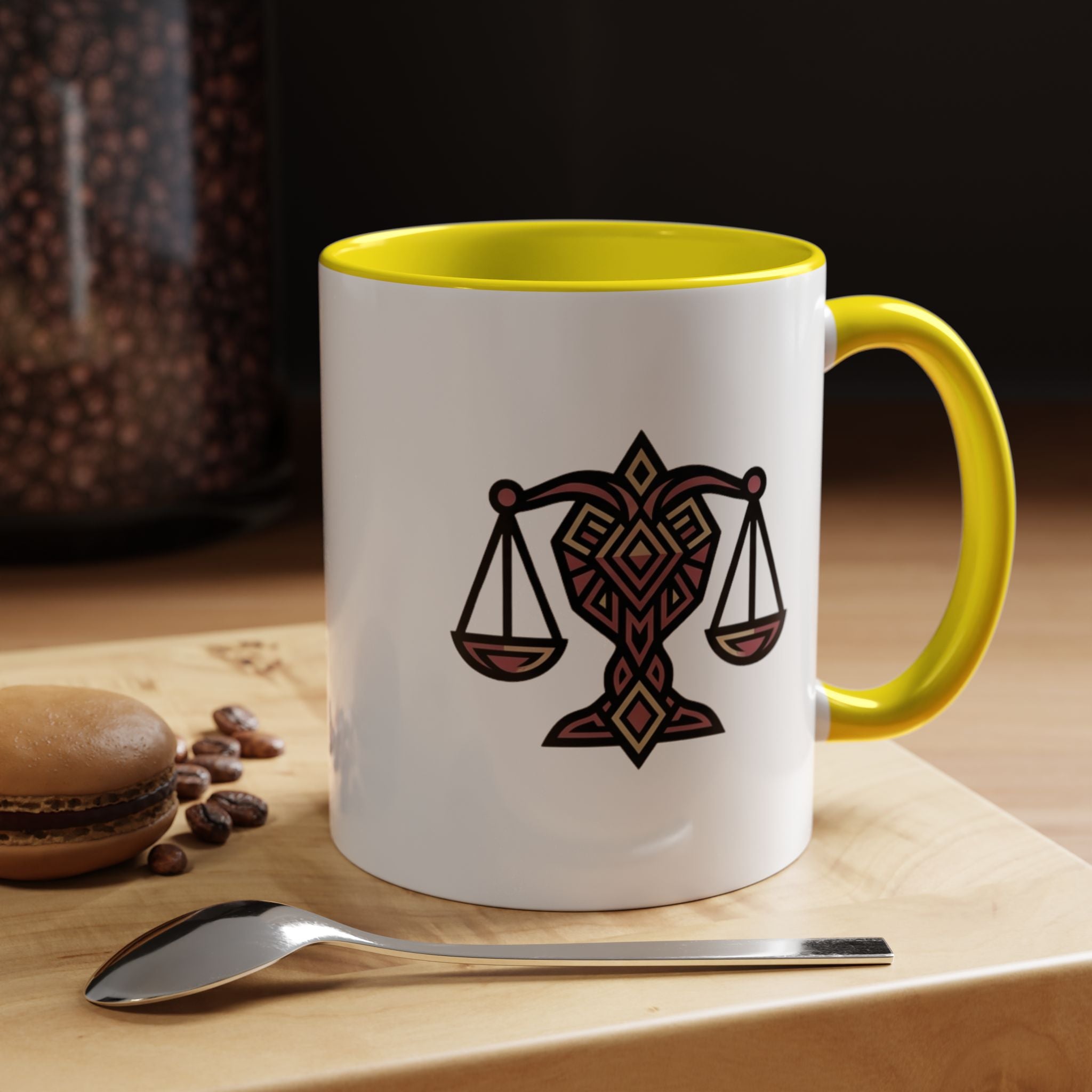 Libra Scales Accent Coffee Mug — Zodiac Balance Ceramic Mug
