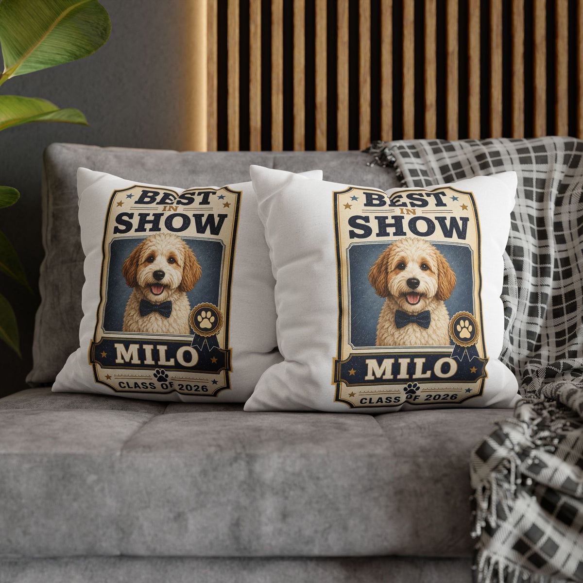 Best in Show Personalized Dog Pillowcase — "Milo" Class of 2026 Milo Bailey Dog Dad Mom