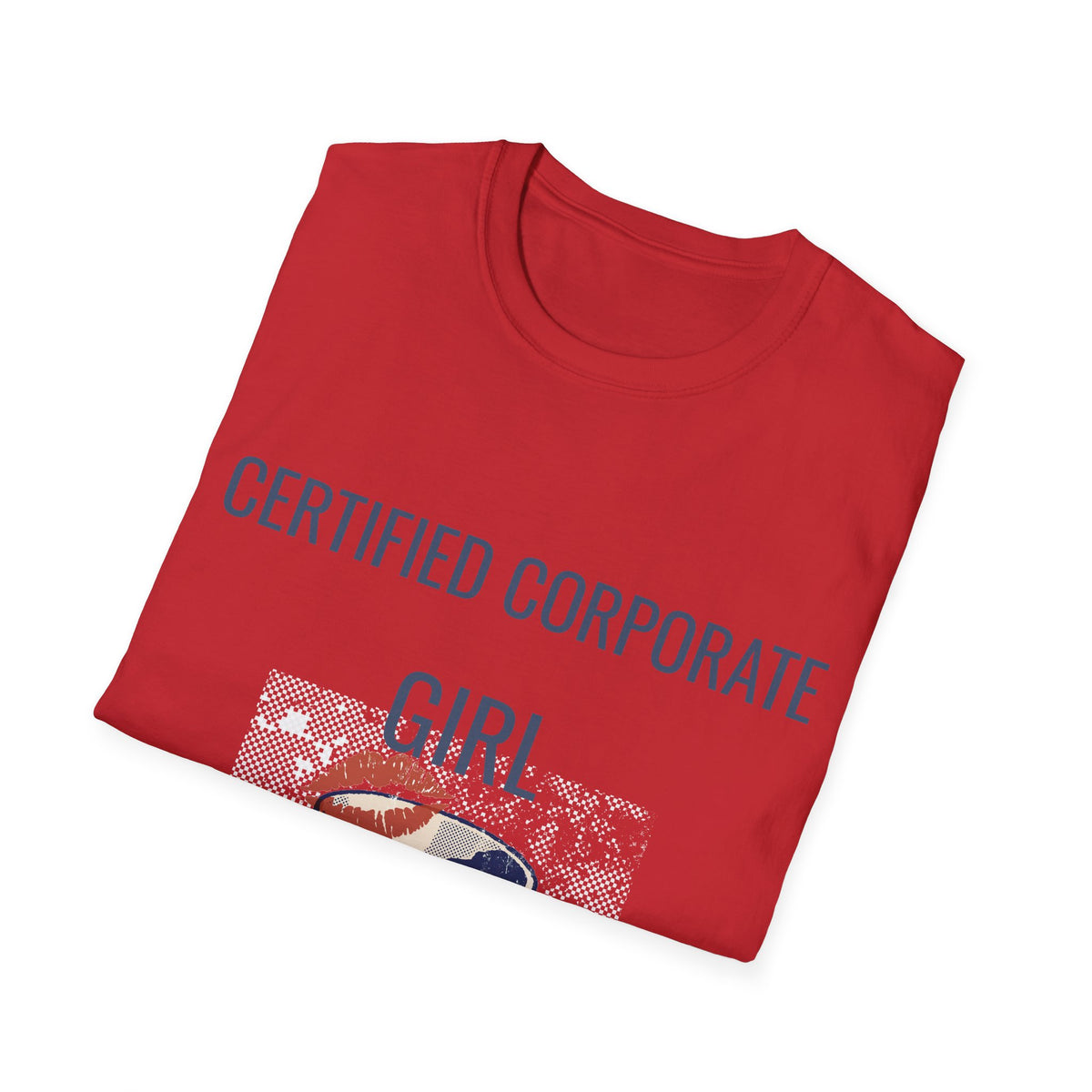 "Certified Corporate Girl" Coffee Cup Lipstick Graphic Tee - Funny Office Humor White T-Shirt - Trending Now - September 2026