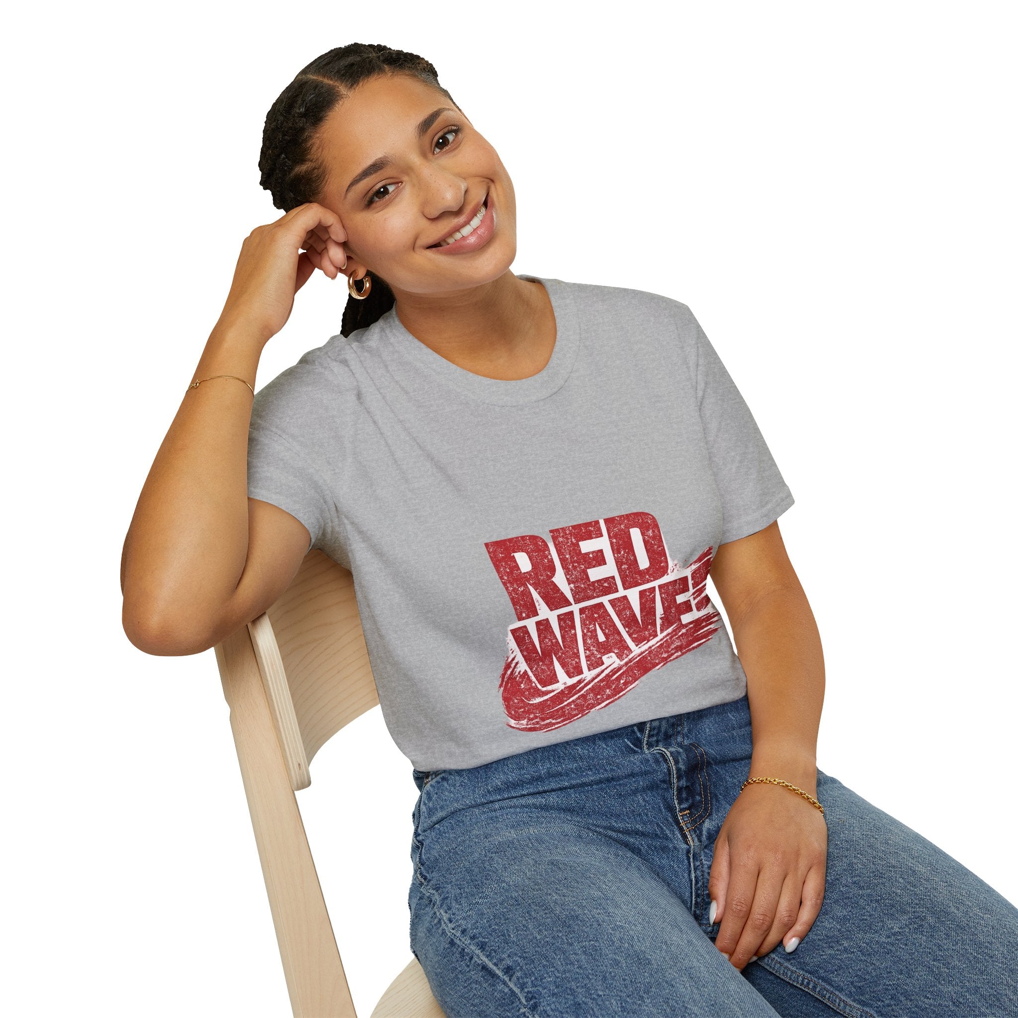 South Korea Red Wave Graphic T‑Shirt — Vintage Distressed Logo Tee