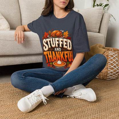 Thanksgiving T-Shirt — "Stuffed and Thankful" Turkey Design