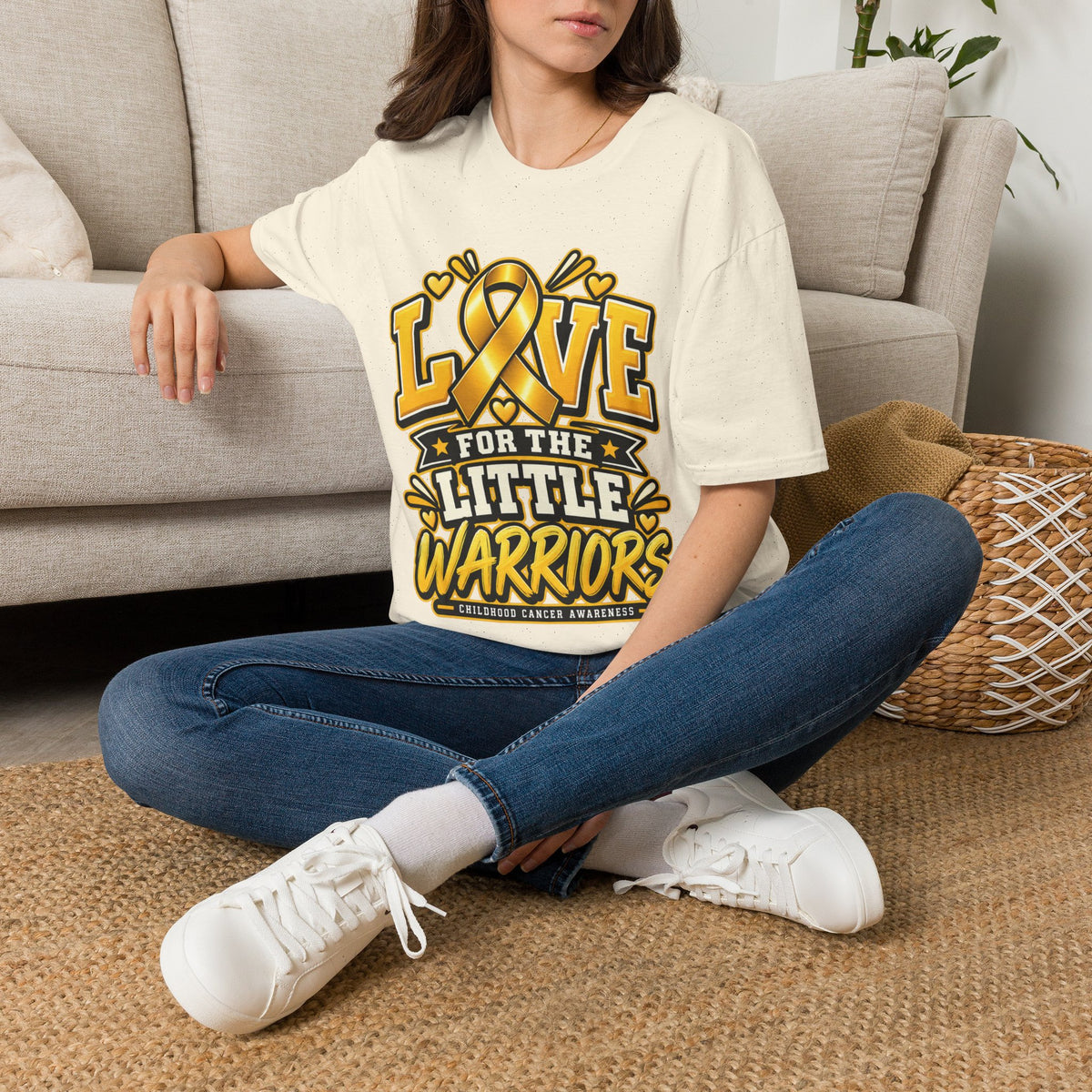 Childhood Cancer Awareness T-Shirt — "Love for the Little Warriors" Yellow Ribbon