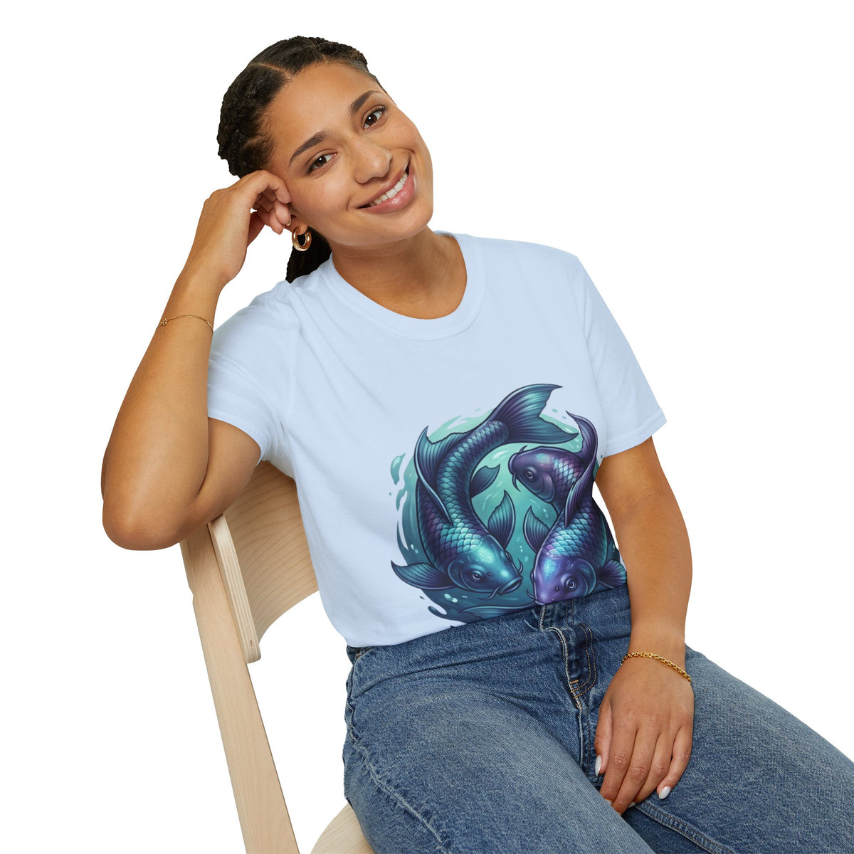 Koi Fish Circle T-Shirt — Artistic Yin Yang Aquatic Tee