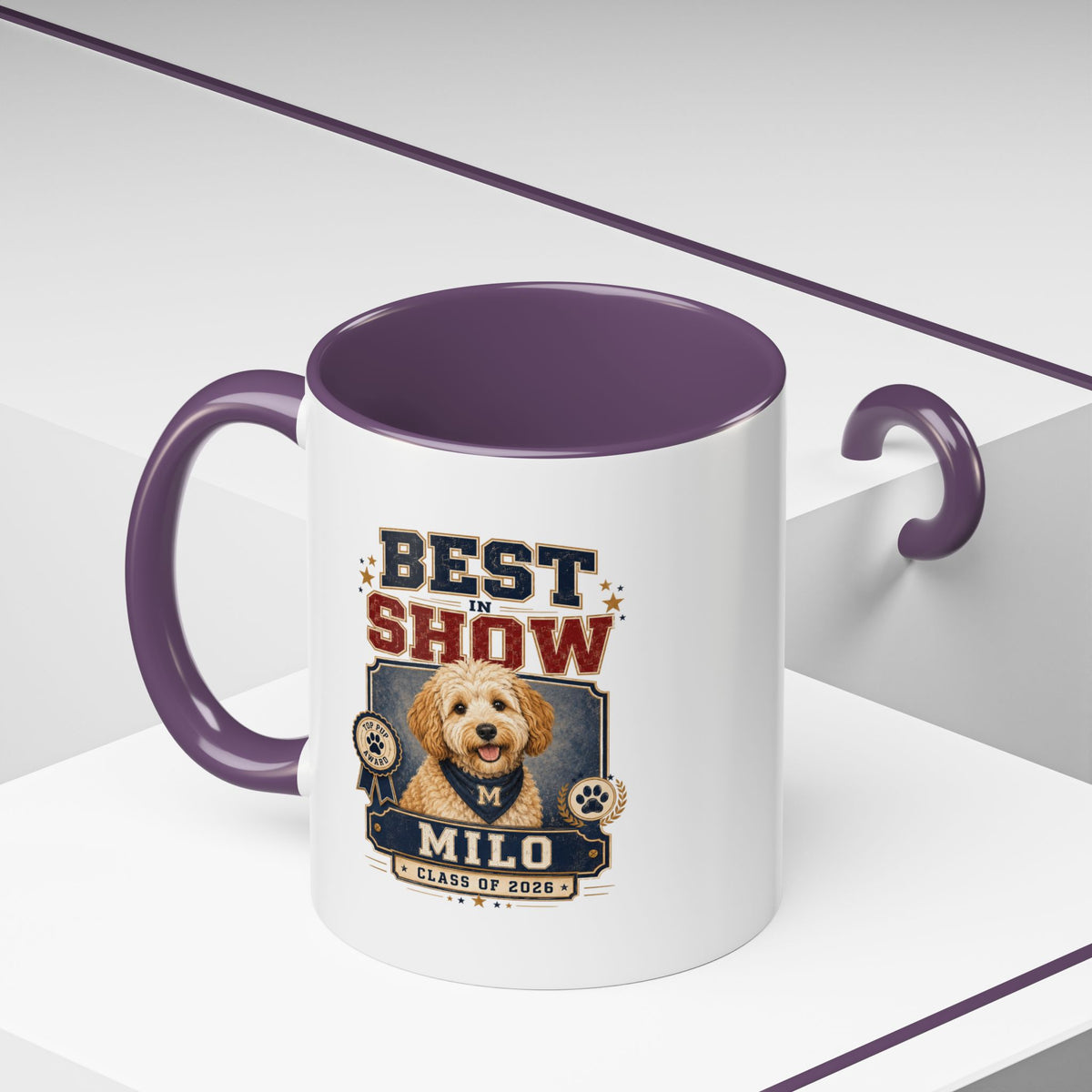 Milo Bailey Dog Dad Mom Best in Show Personalized Dog Photo Coffee Mug — Custom Name & Year