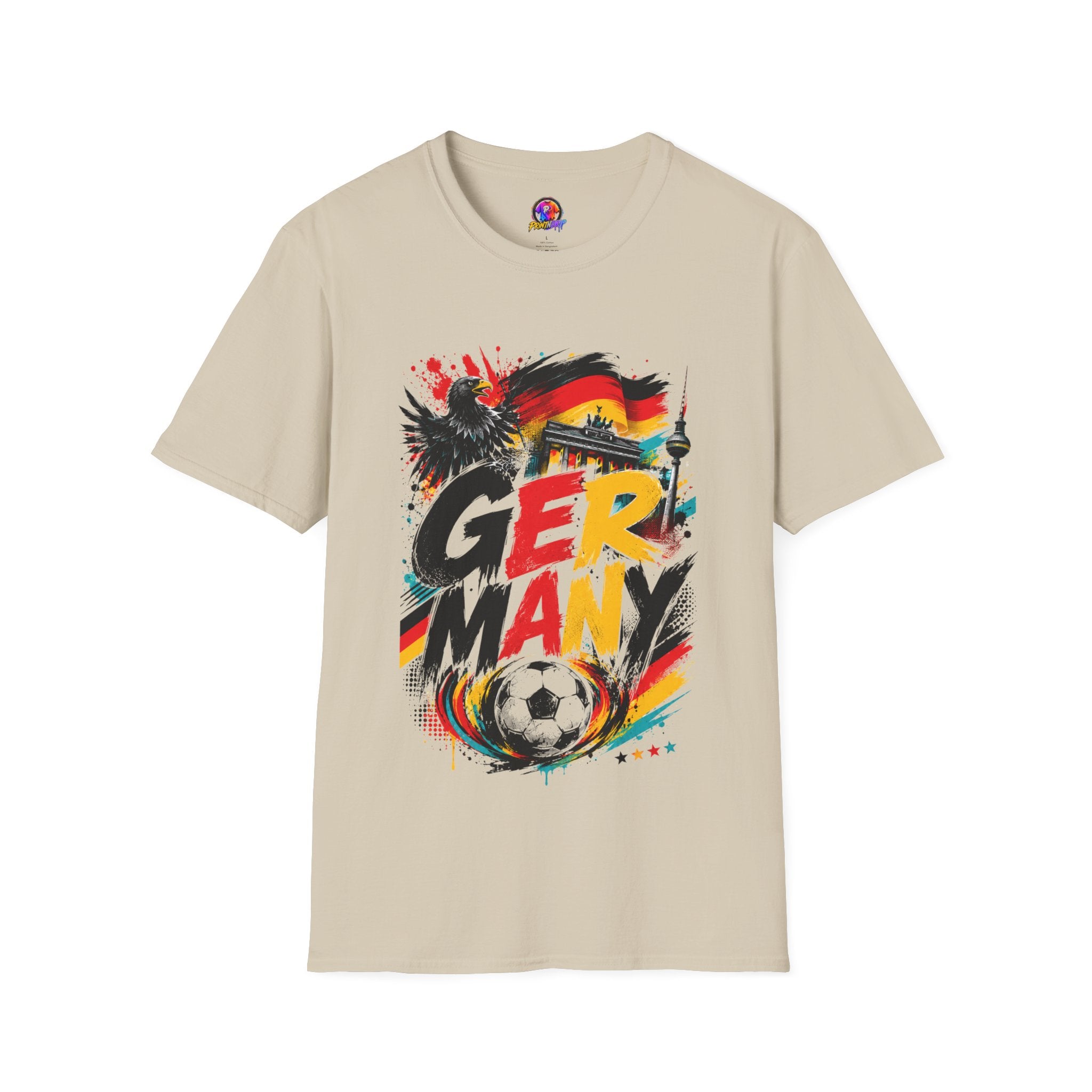 Germany Soccer Graphic T‑Shirt — Flag, Eagle & Brandenburger Tor Design