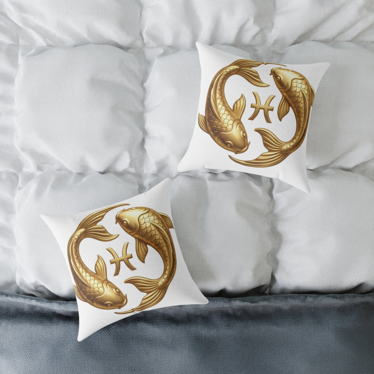 Zodiac Pisces Gold Pisces Astrological Square Poly Canvas Pillow