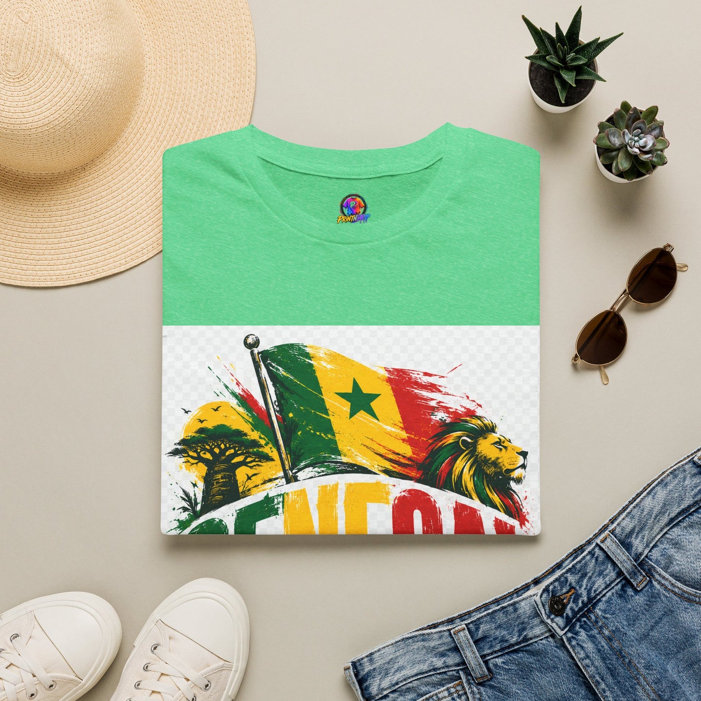 Senegal Flag Soccer T-Shirt — Lion & Football Pride Tee