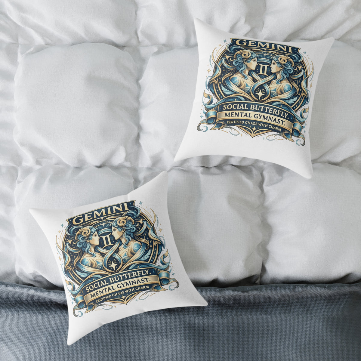 Gemini Zodiac Social Butterfly Square Poly Canvas Pillow